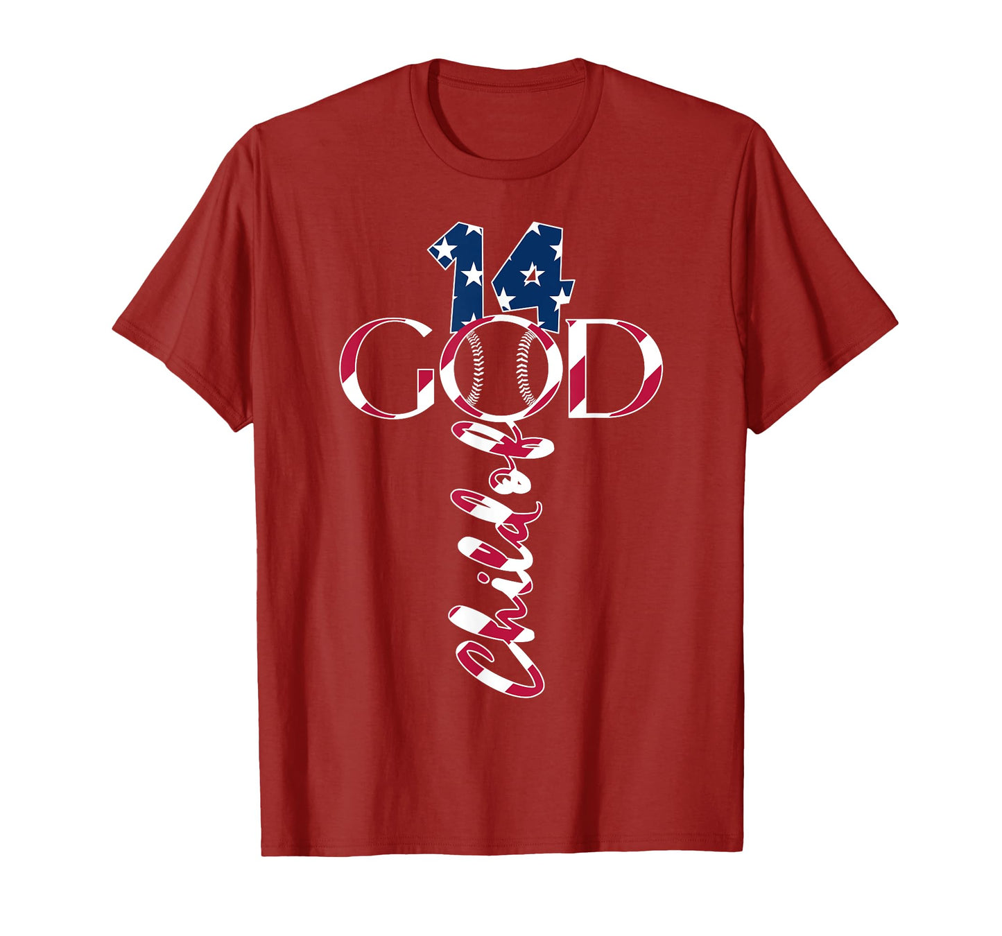 BASEBALL JESUS 14 YEARS CHILD OF GOD BASEBALL 14th BIRTHDAY T-Shirt