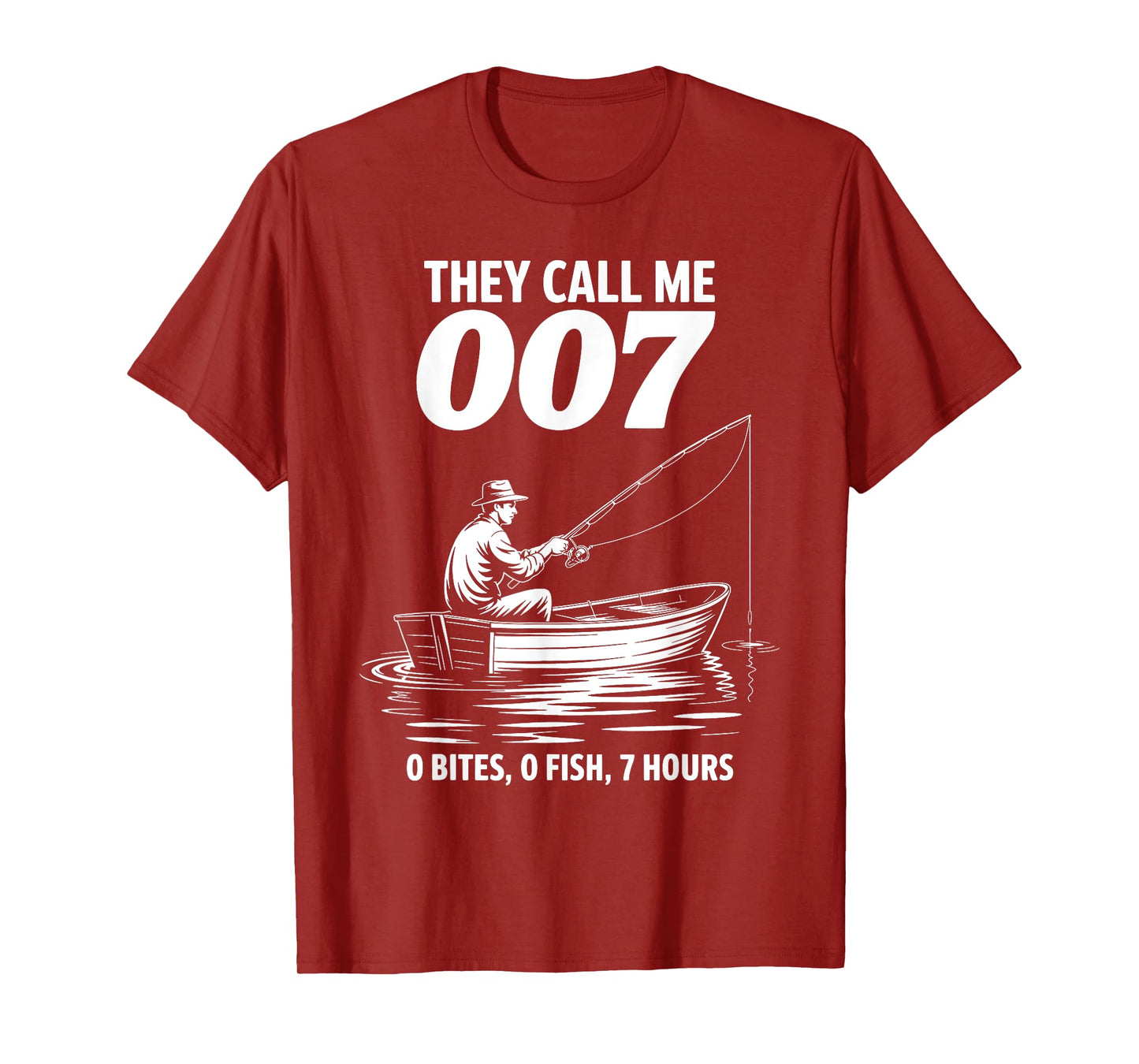 Funny Fishing They Call Me 007 0 Bites 0 Fish 7 Hours Humor T-Shirt