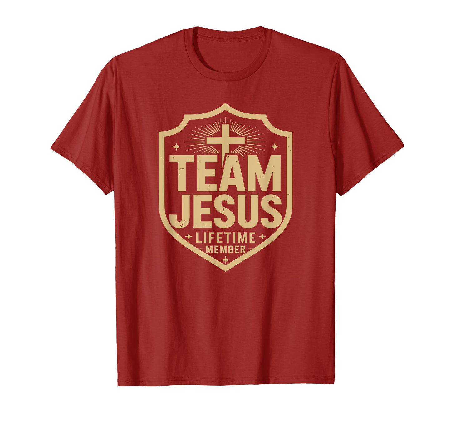 Team Jesus Lifetime Member Coat Of Arms Cross Christian T-Shirt