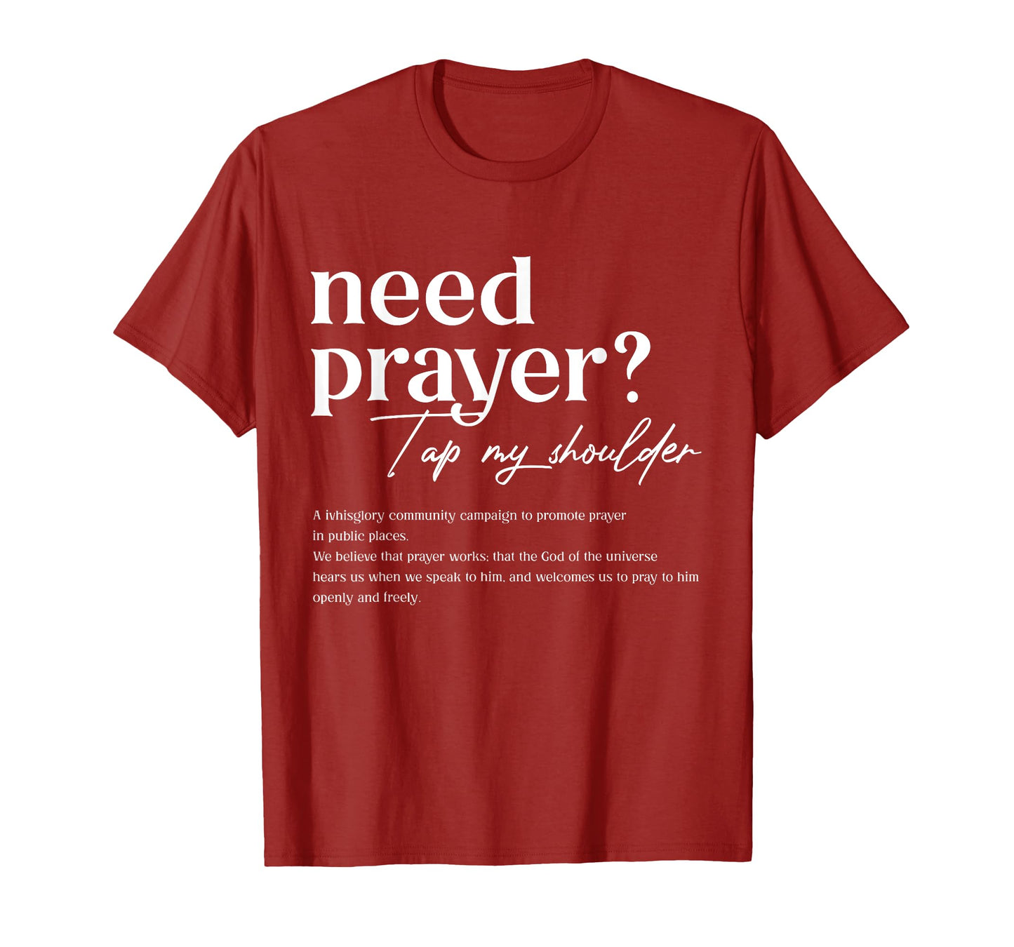 Need Prayer Tap My Shoulder Christian Jesus God Religious T-Shirt