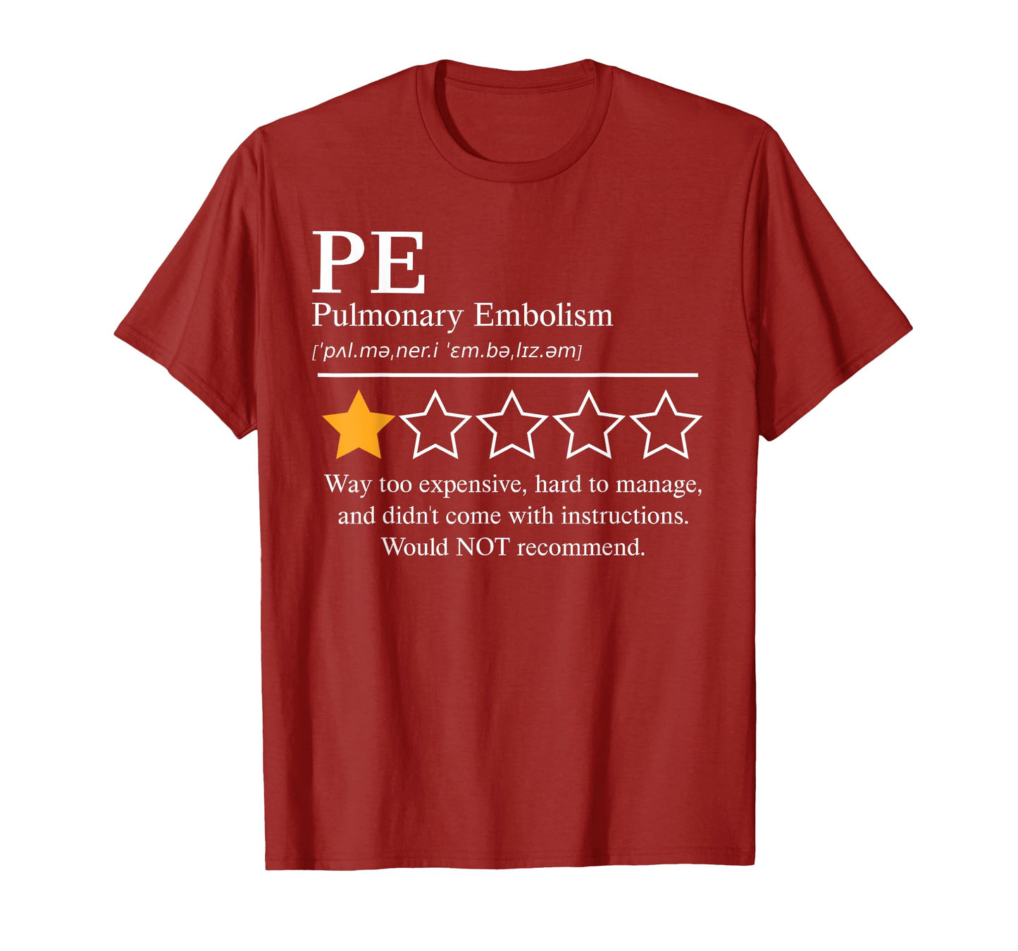 Pulmonary Embolism Awareness Day 2025 Would Not Recommend T-Shirt