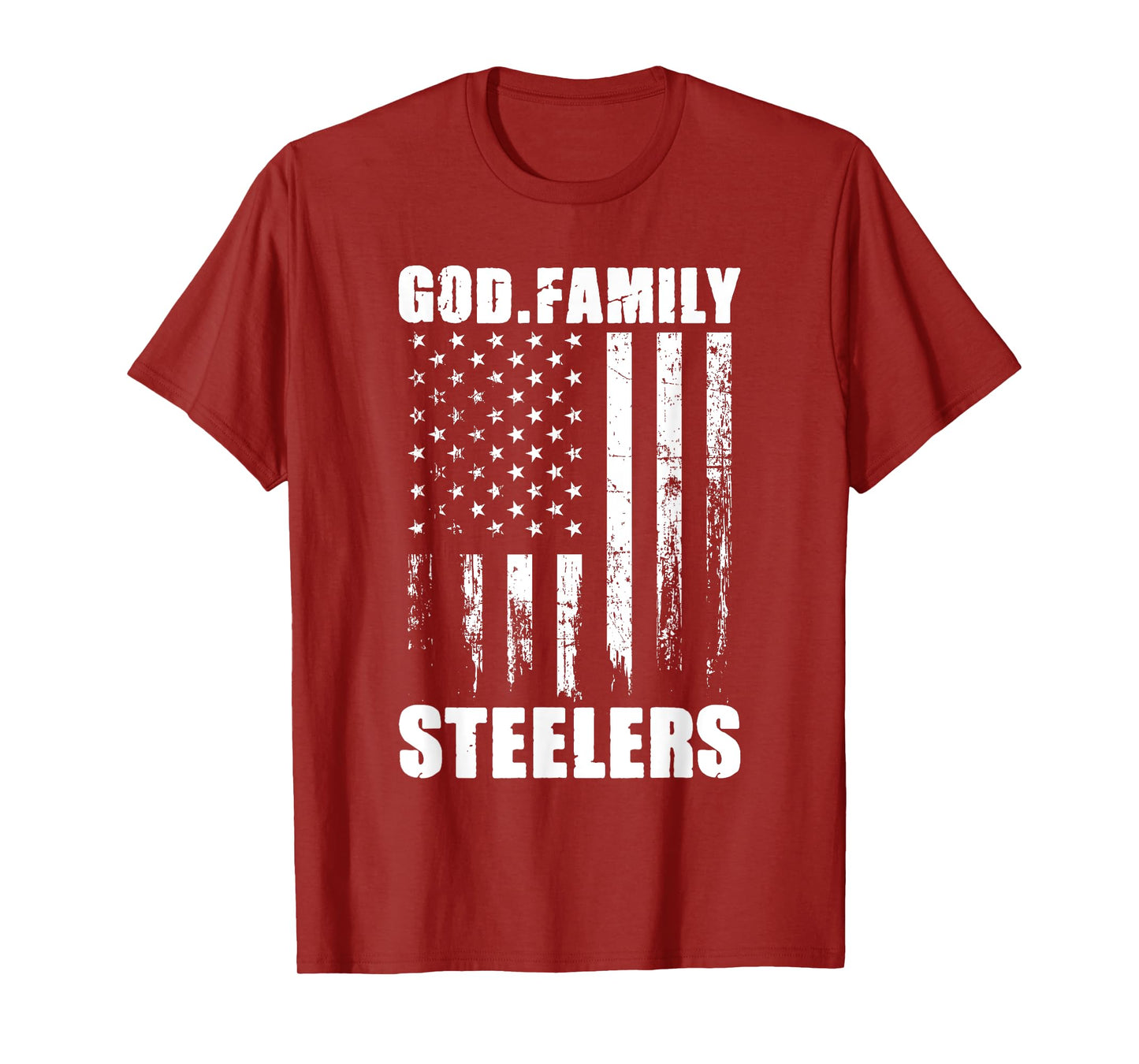 God. Family. Steelers. Vintage USA Flag T-Shirt