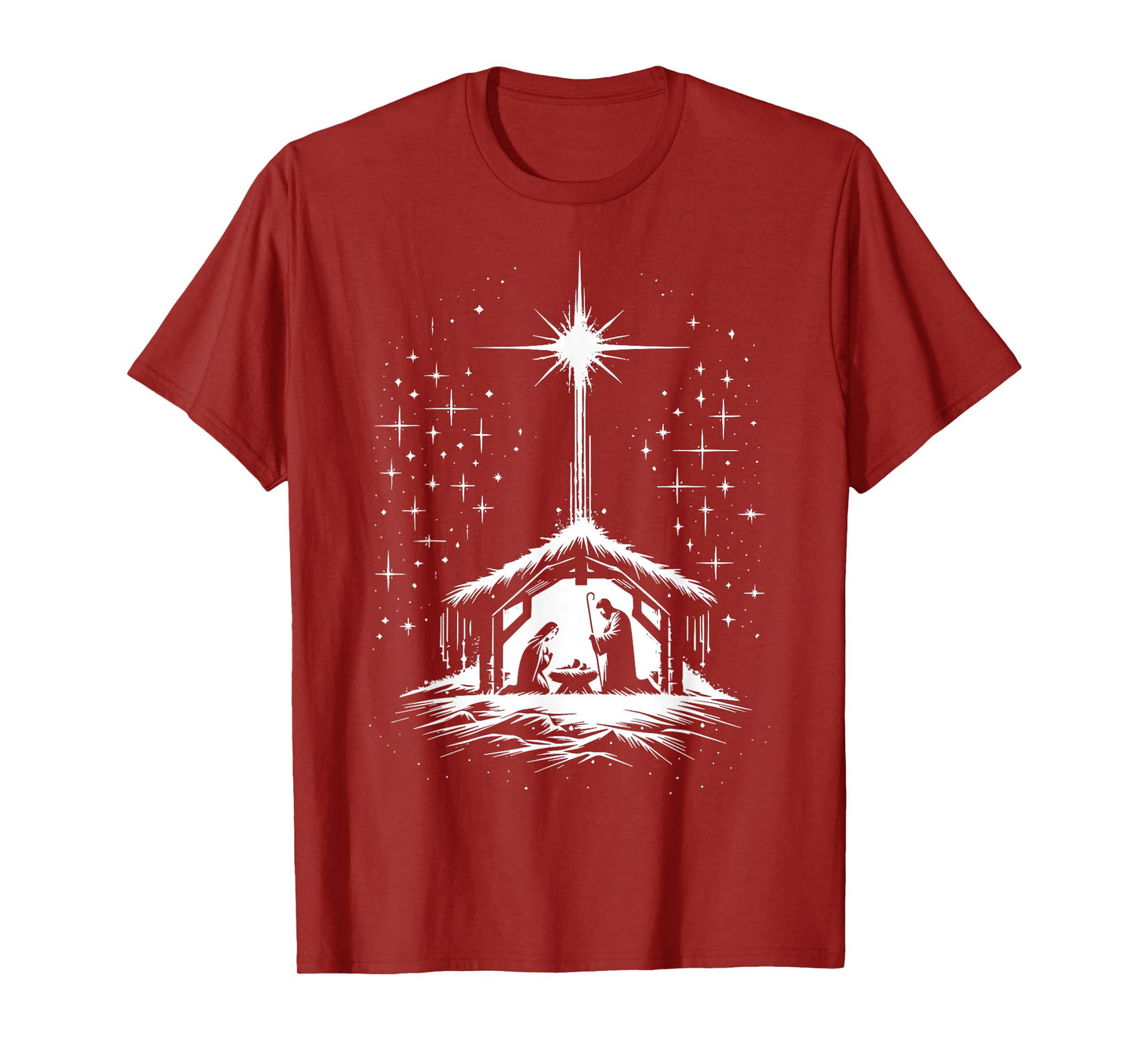 Christmas Nativity Beautiful Scene Star Bethlehem Catholic T-Shirt
