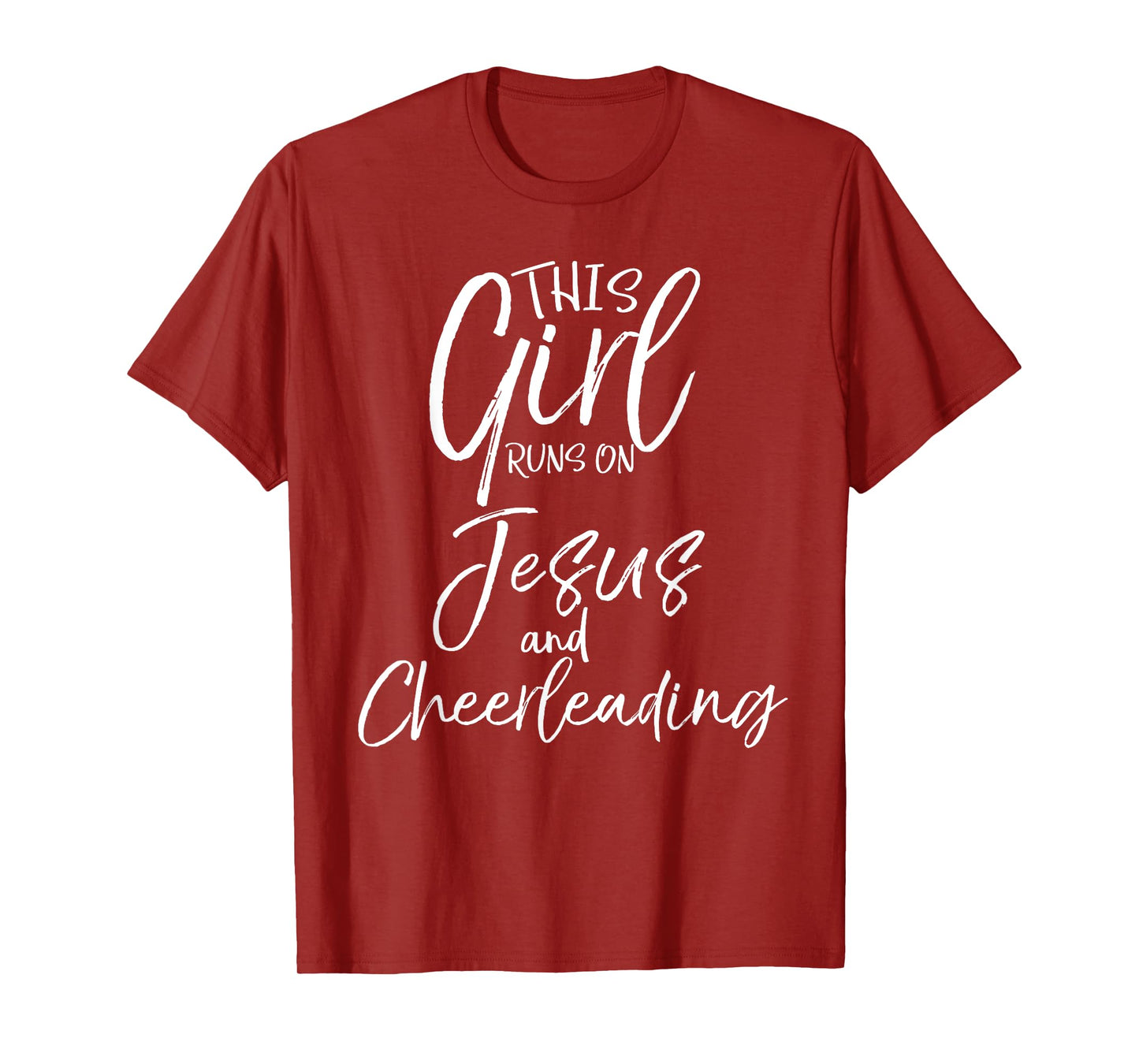 This Girl Runs on Jesus and Cheerleading Shirt Cute Cheer T-Shirt