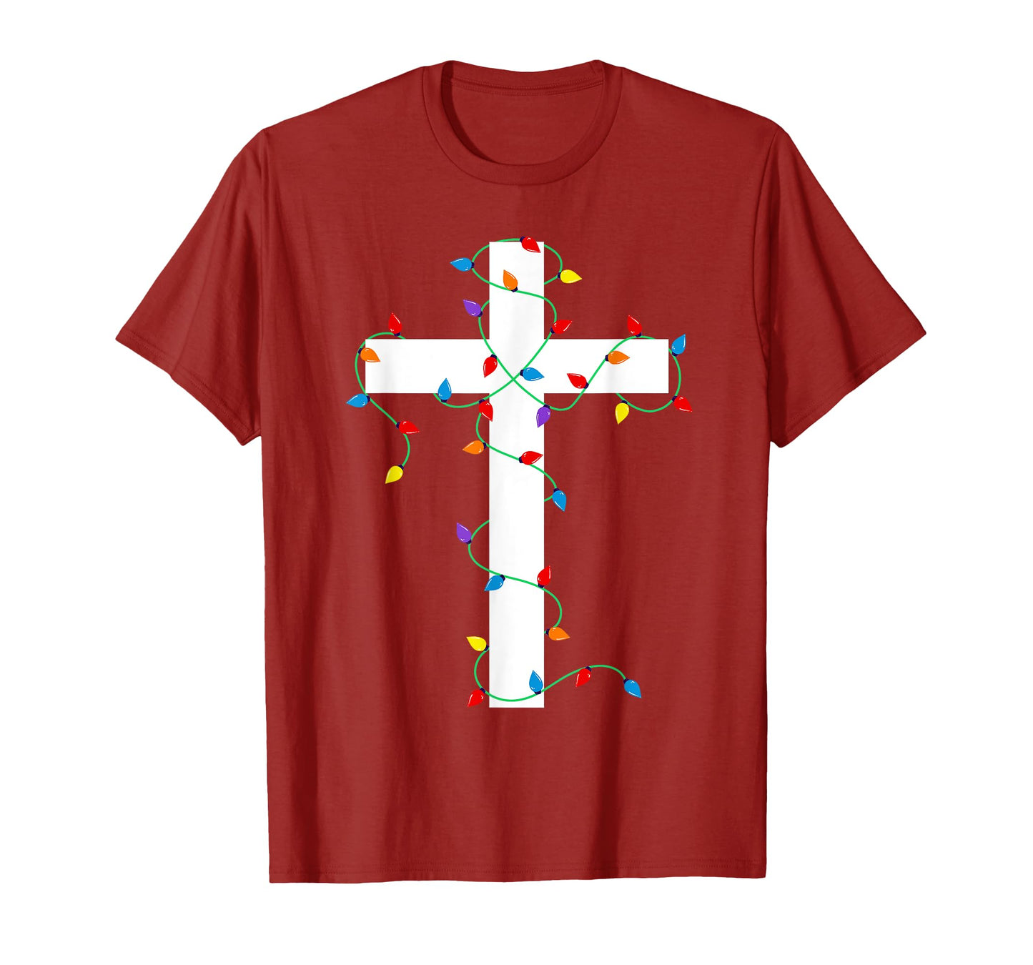 Merry and Bright Christmas Lights Jesus Cross Minimalist T-Shirt