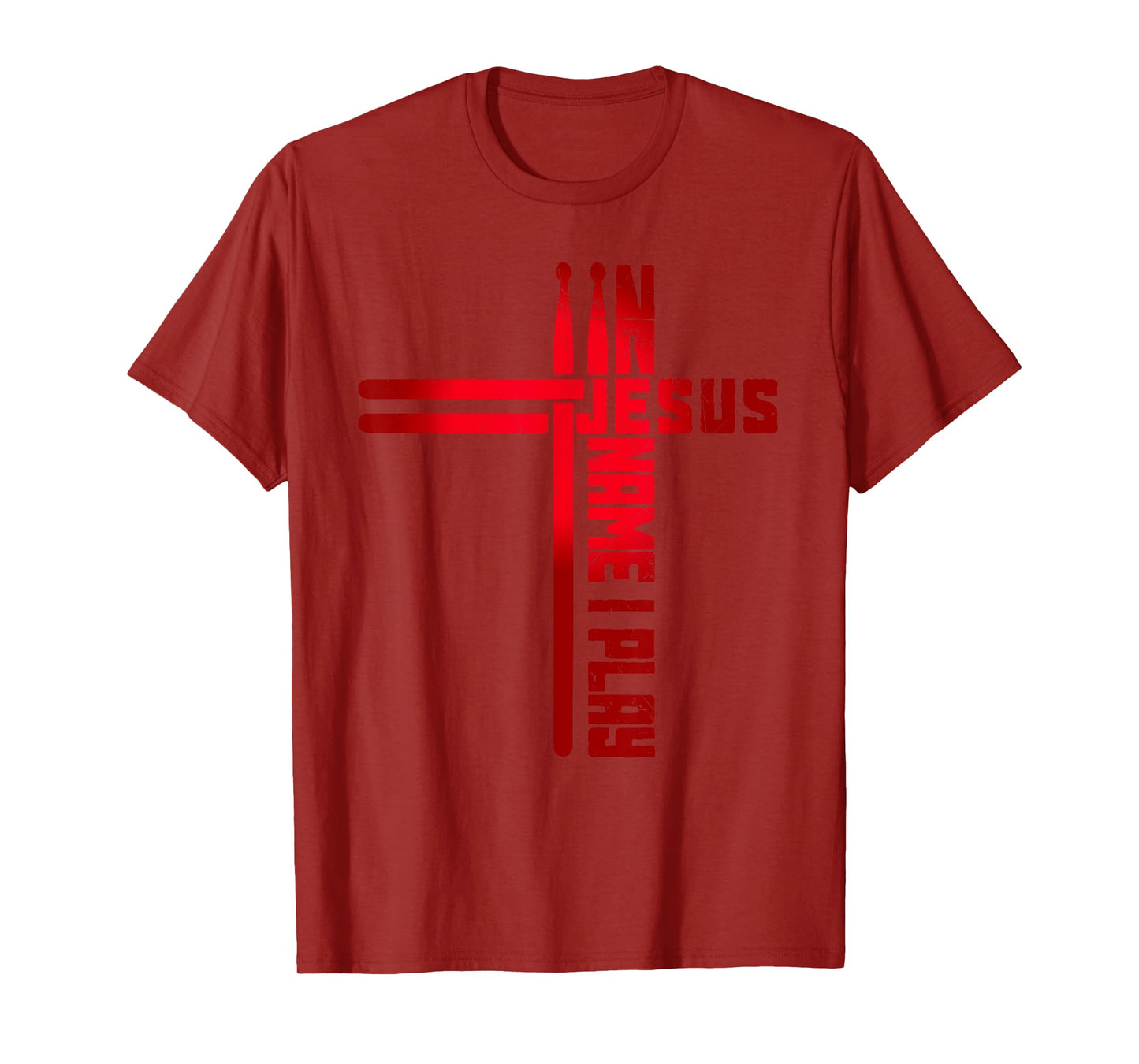 In Jesus Name I Play Drum Drummer Vintage Cross Drumsticks T-Shirt