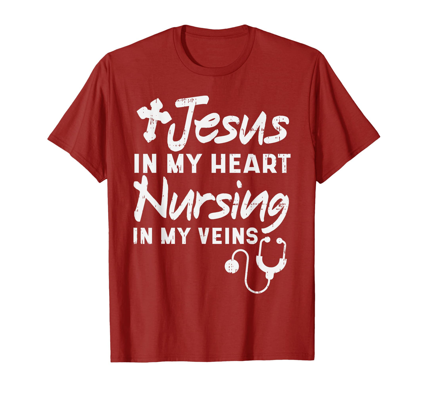 Jesus Heart Nursing Veins Nurse RN God Faith Christian Gift T-Shirt