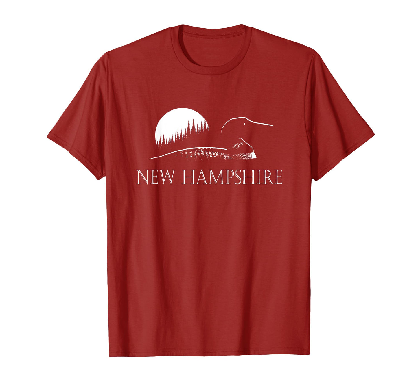 New Hampshire Loon In Moonlight And Forest T-Shirt