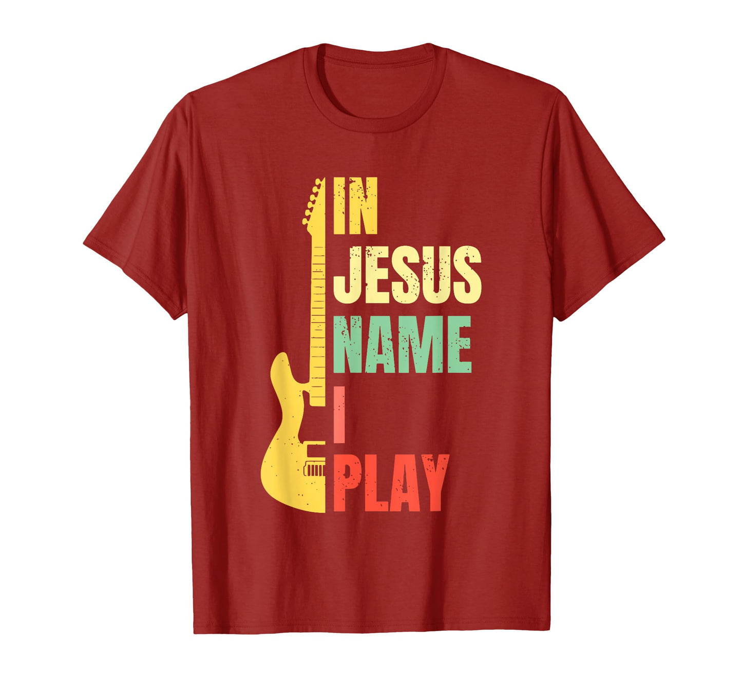 In Jesus Name I Play Guitar Christian Bass Musician Vintage T-Shirt