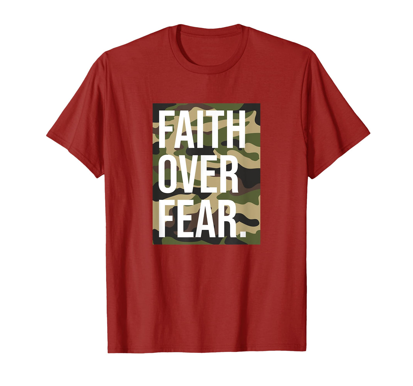 Faith Over Fear Christian Prayer Retro Camouflage Camo T-Shirt