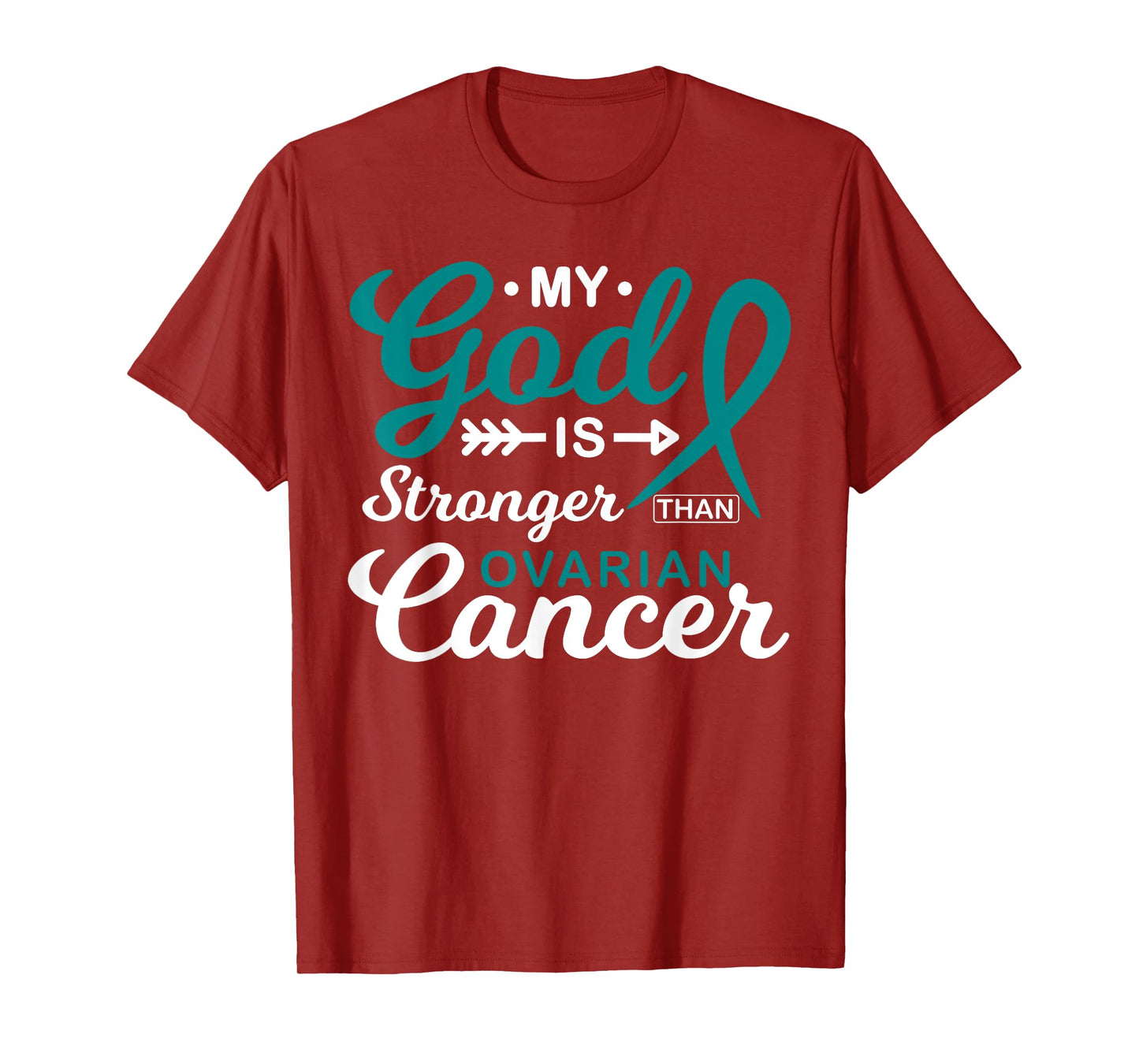 My God is Stronger Than Ovarian Cancer Awareness Warrior T-Shirt