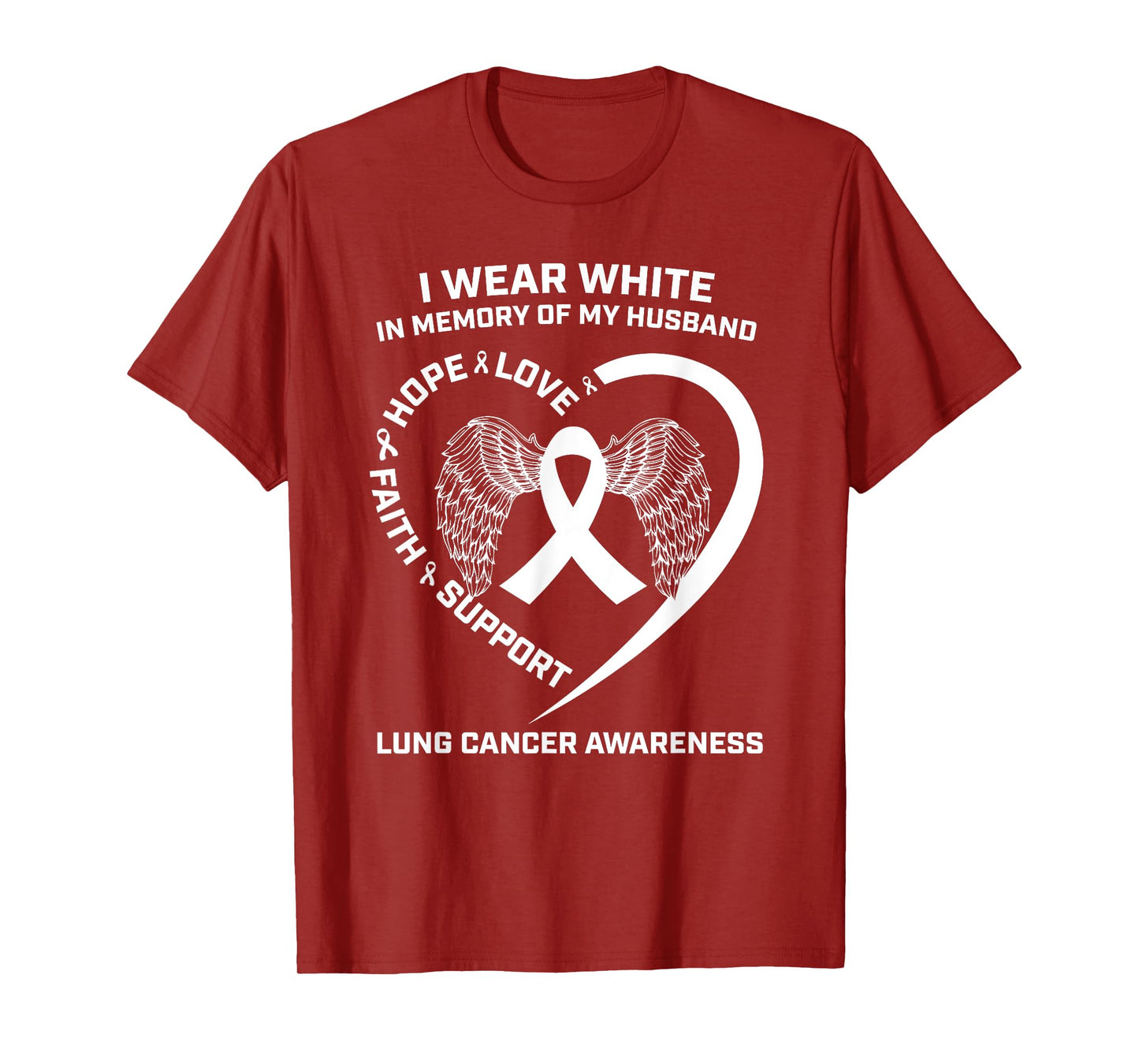 I Wear White In Memory Of My Husband Lung Cancer Awareness T-Shirt