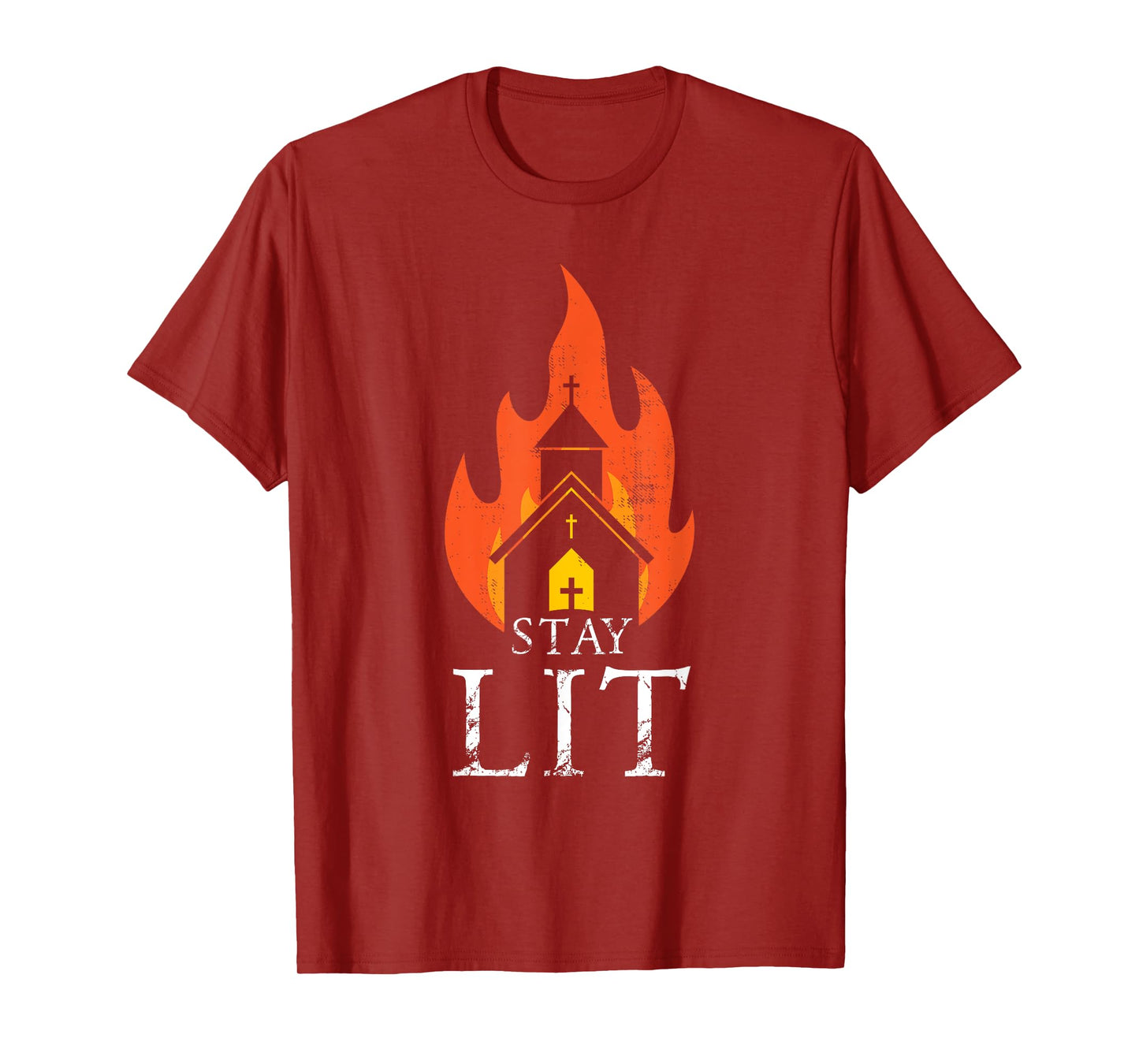Stay lit Occult Burning Church - Unholy Antichrist Halloween T-Shirt