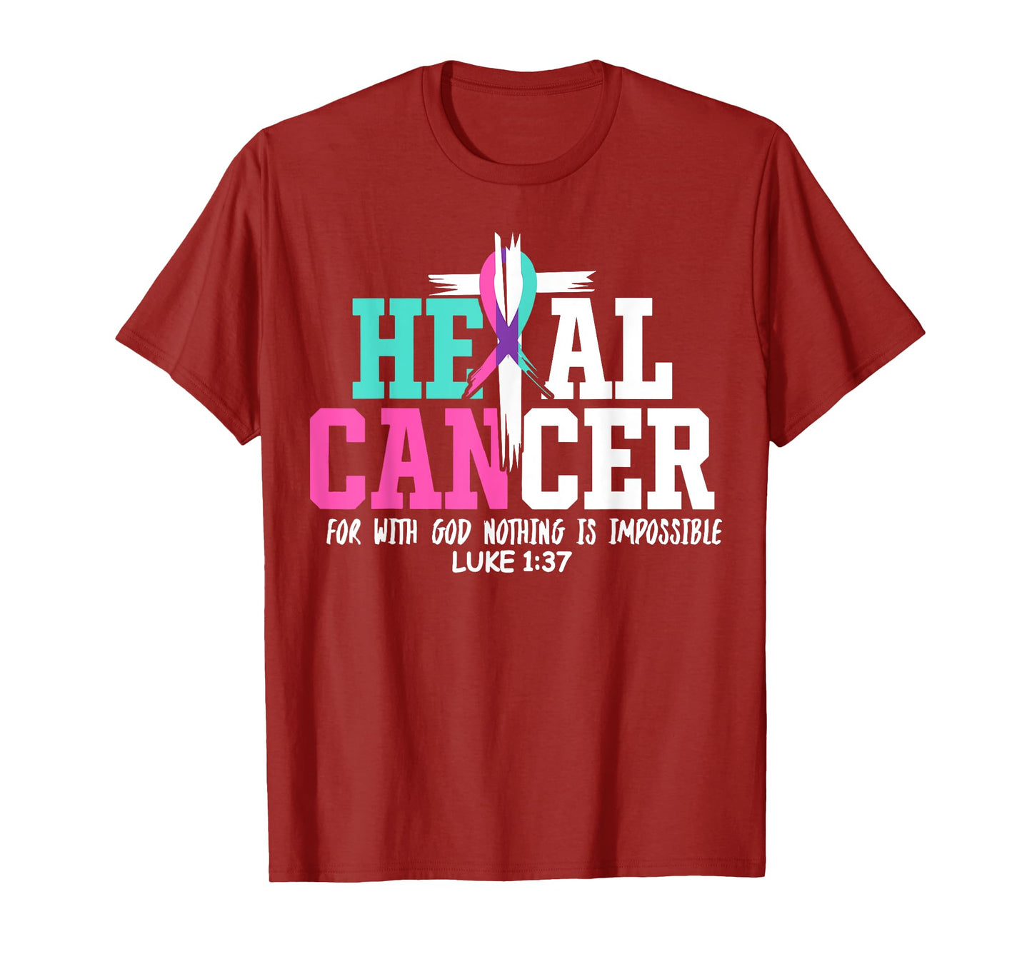 Heal Cancer Believe God Christian Thyroid Cancer Awareness T-Shirt