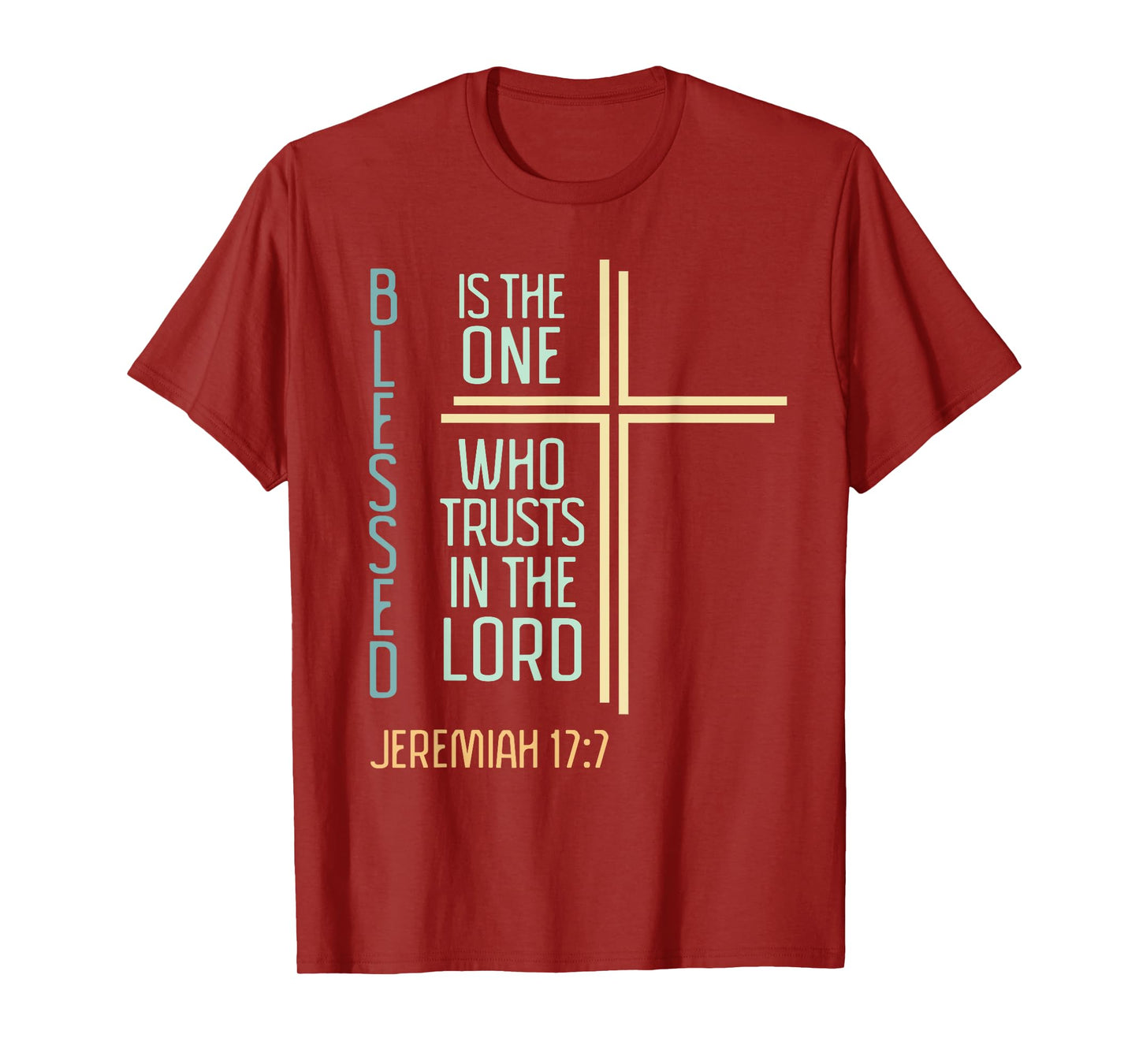 Christian Bible Verse Blessed Jeremiah Retro Cross Women T-Shirt
