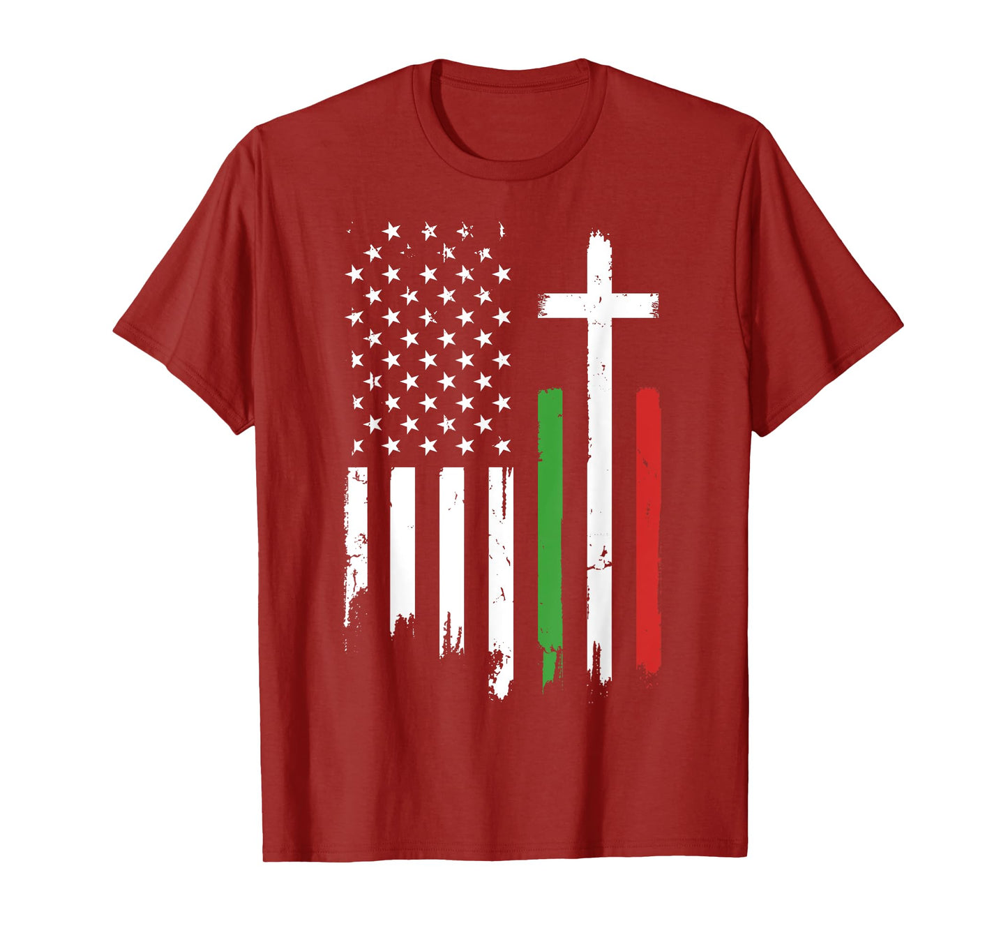 Vintage American Italian Flag Christian Cross Italia Italy T-Shirt