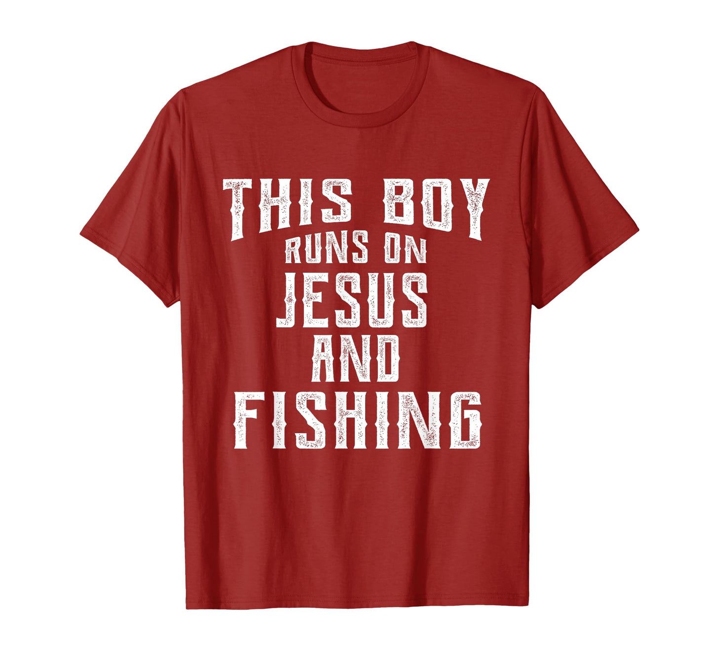 This Boy Runs On Jesus And Fishing T Shirt Christian Gift T-Shirt