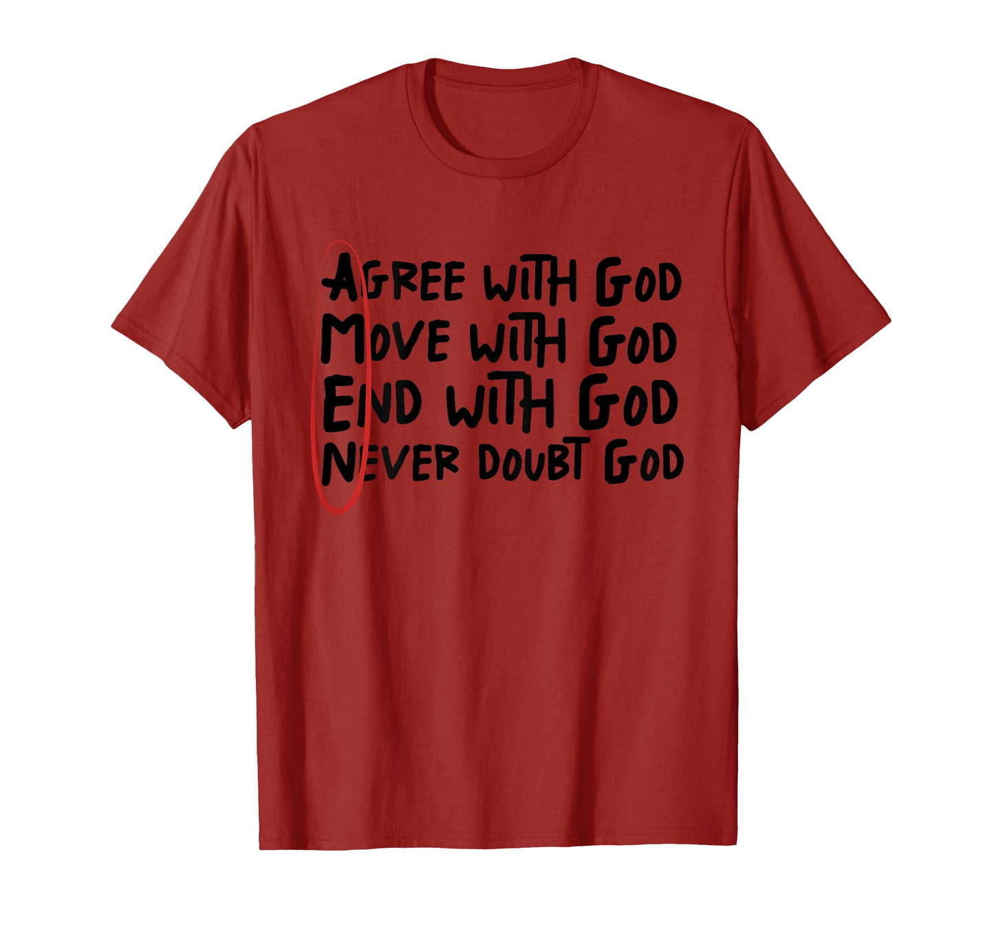 Agree With God Move With God End With God Never Doubt God T-Shirt