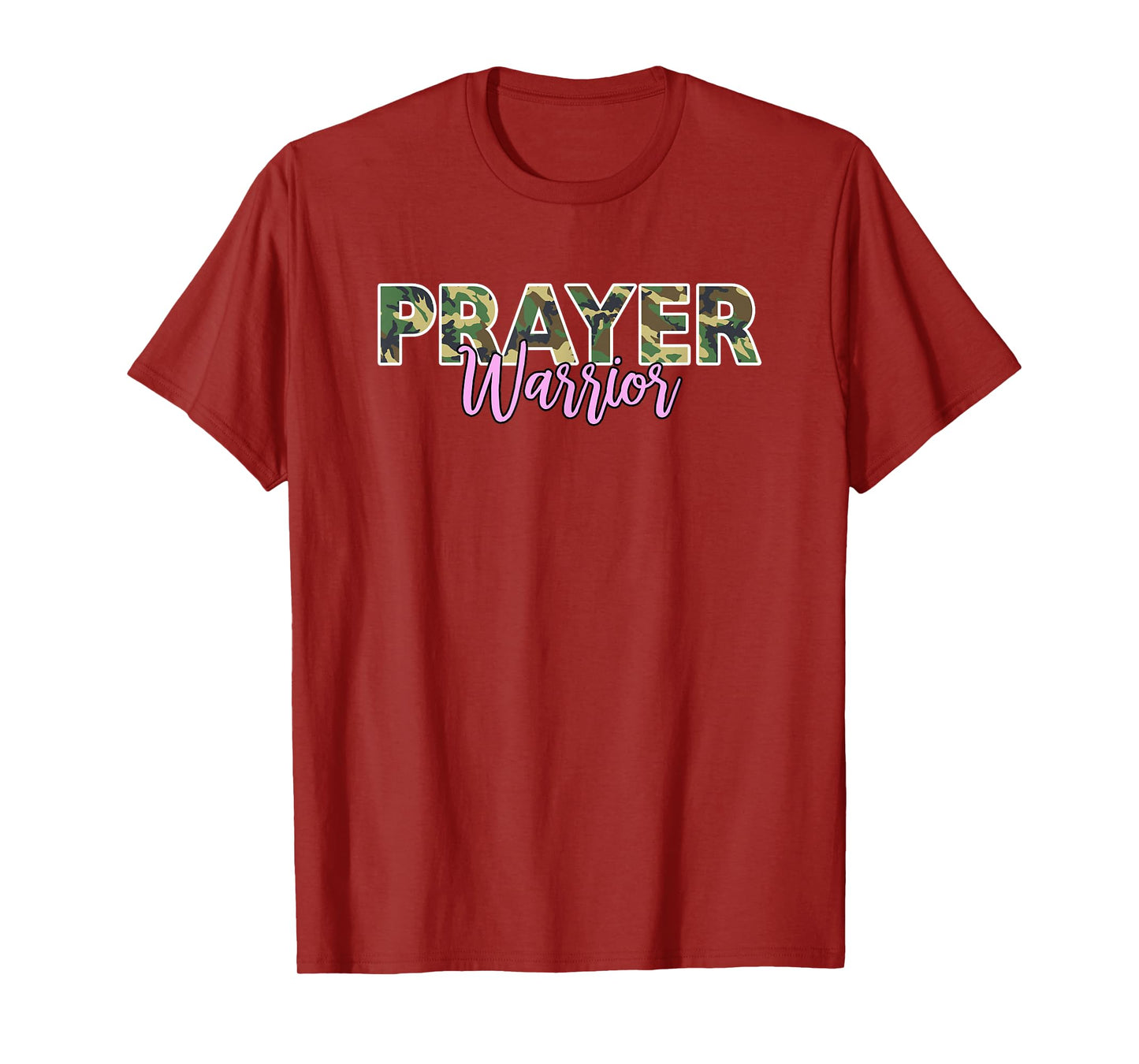 Prayer Warrior Pink Letters Christian Camo T-Shirt