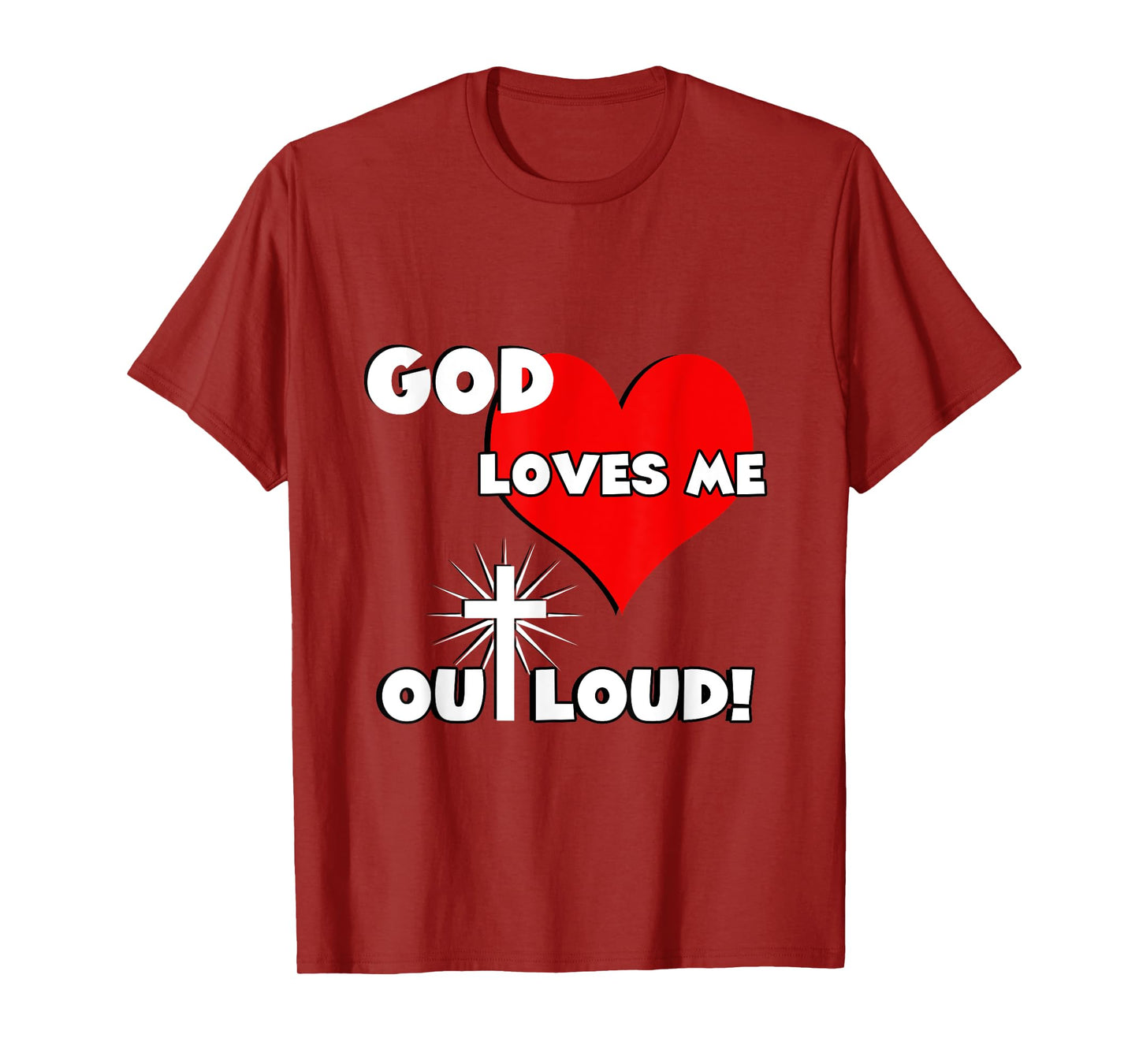 Cute Christian faith 60s 70s 80s heart God loves me out loud T-Shirt