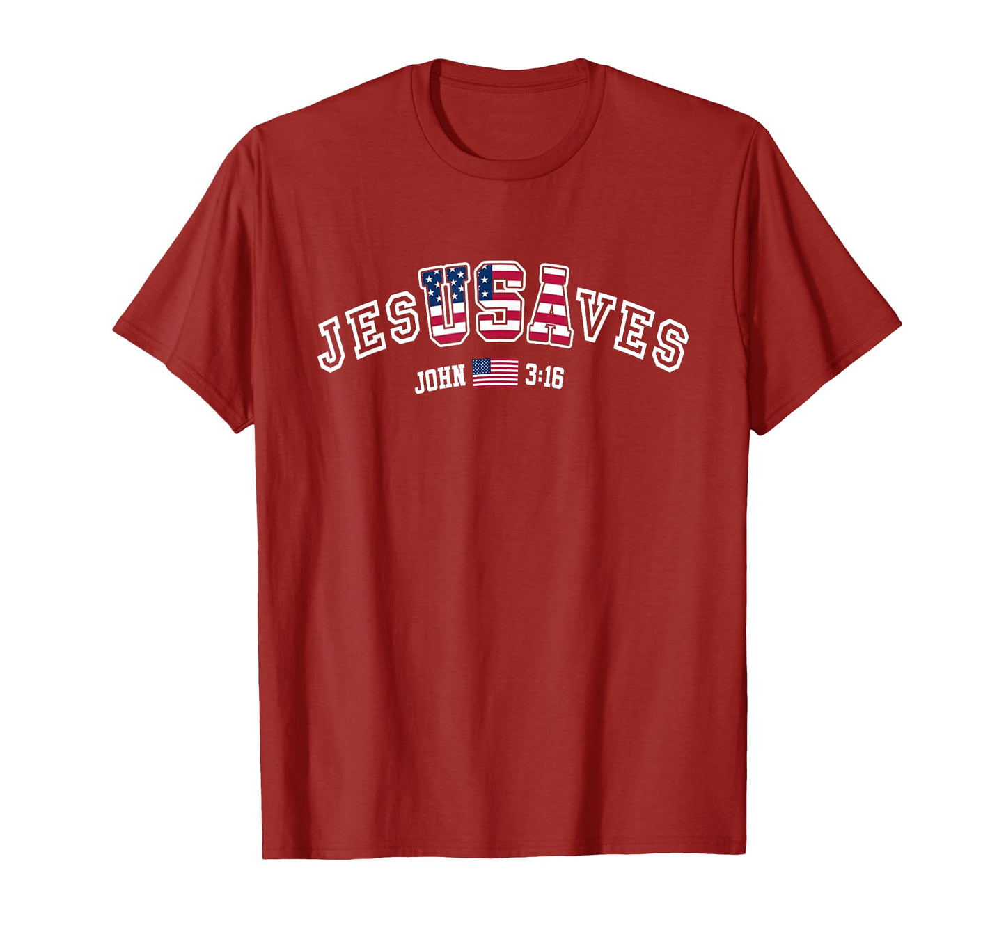 JesusSaves JesUSAves USA American Flag Patriotic Christian T-Shirt