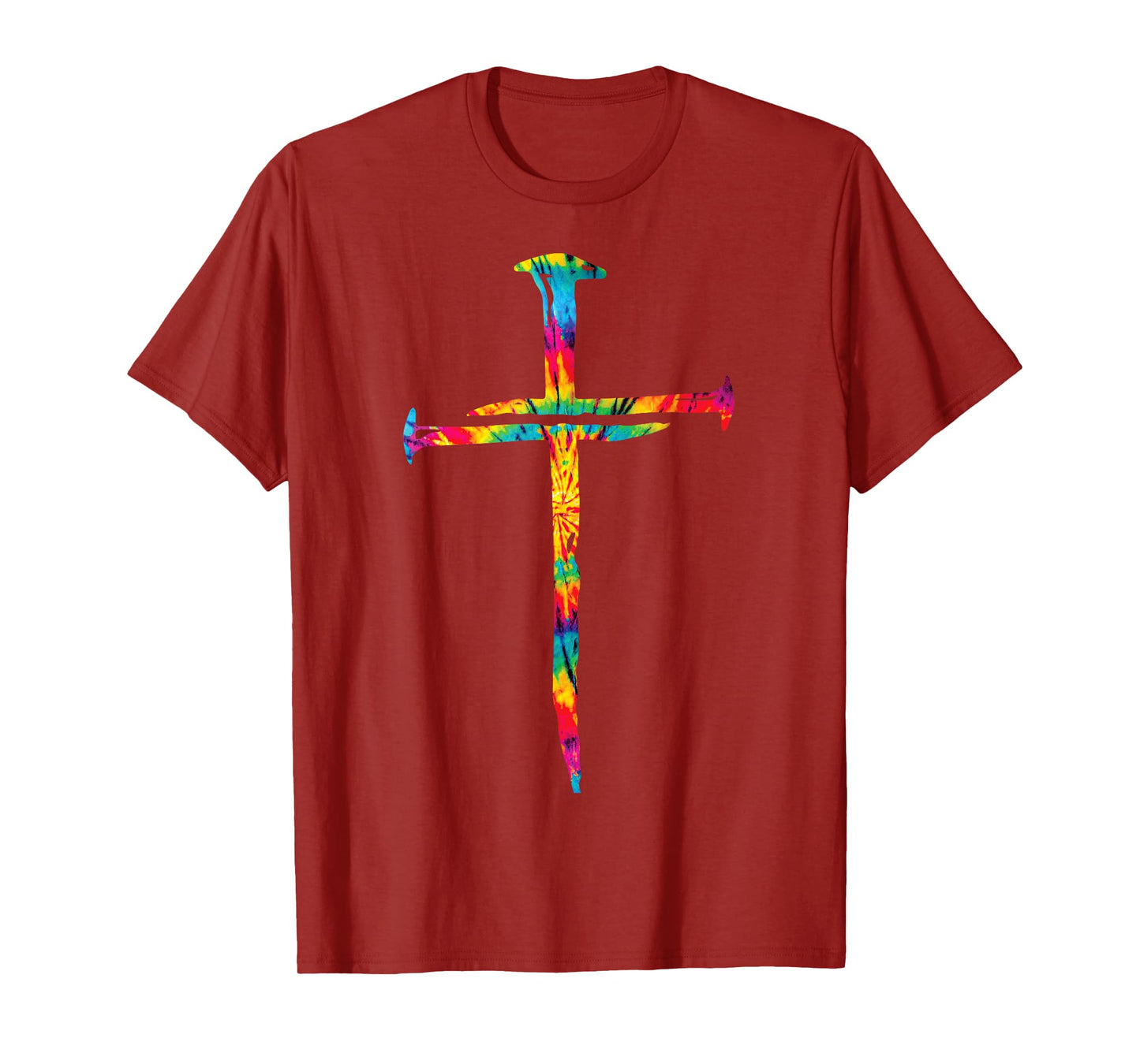 Christian Jesus Nail Cross Tie Dye Rainbow Bible Religious T-Shirt