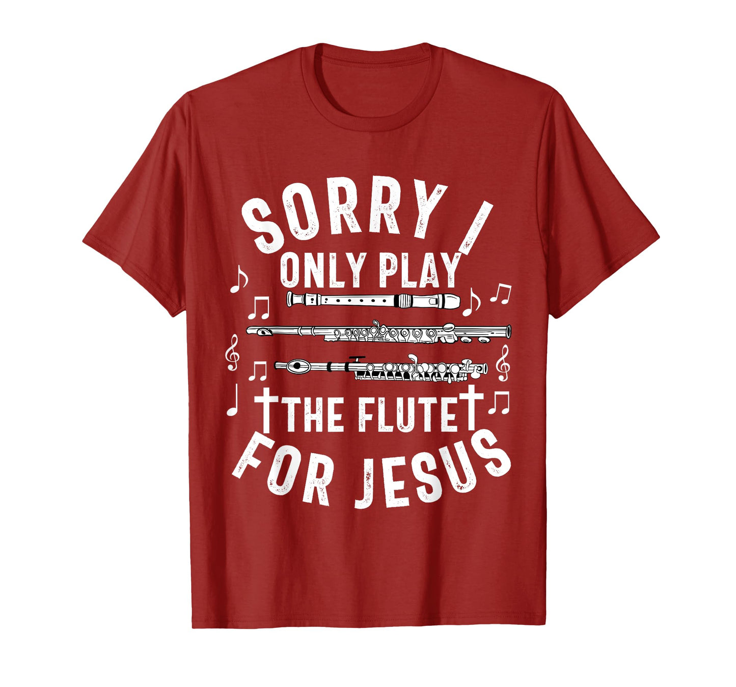 Flute Player Christian Women Girls Men Flutist Jesus Worship T-Shirt