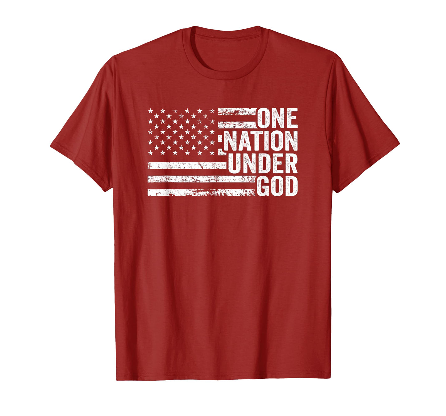 ONE NATION UNDER GOD - Christian USA Patriotic American Flag T-Shirt