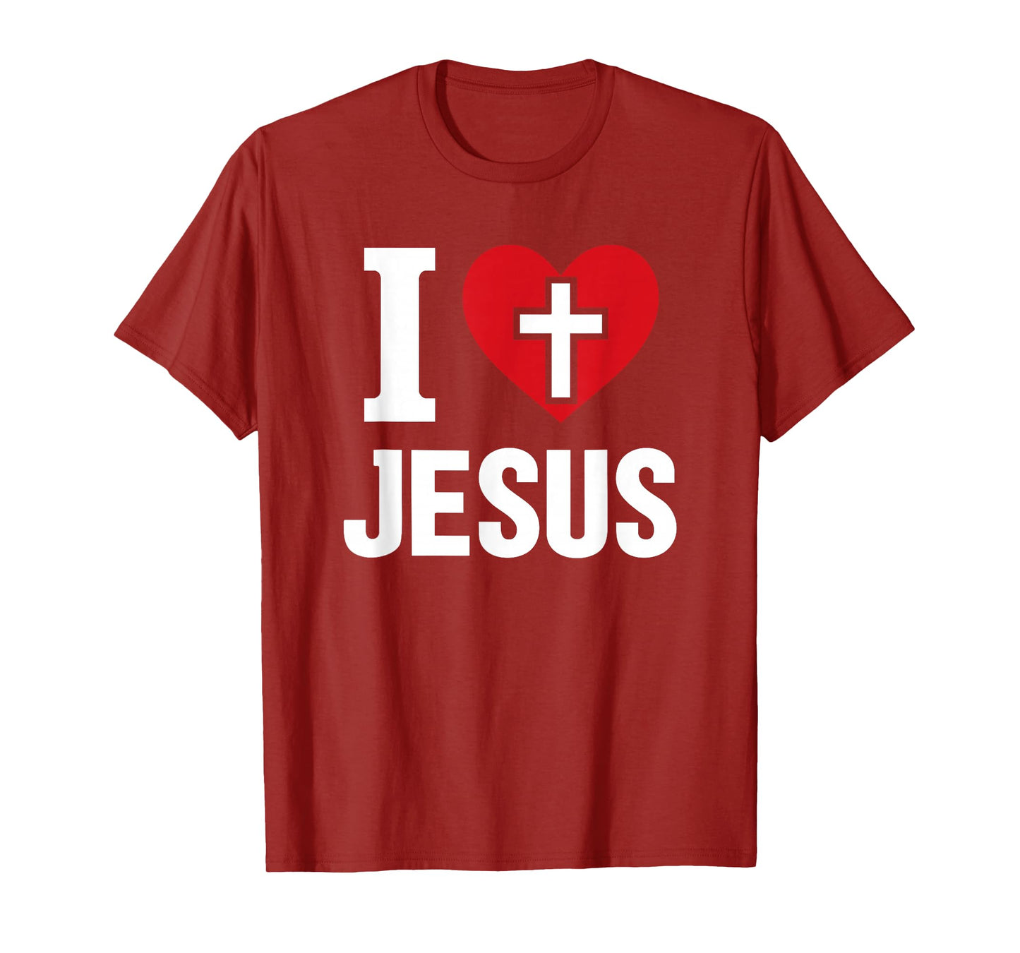 “I Love Jesus” Christian Faith Cross Heart for Men Women T-Shirt
