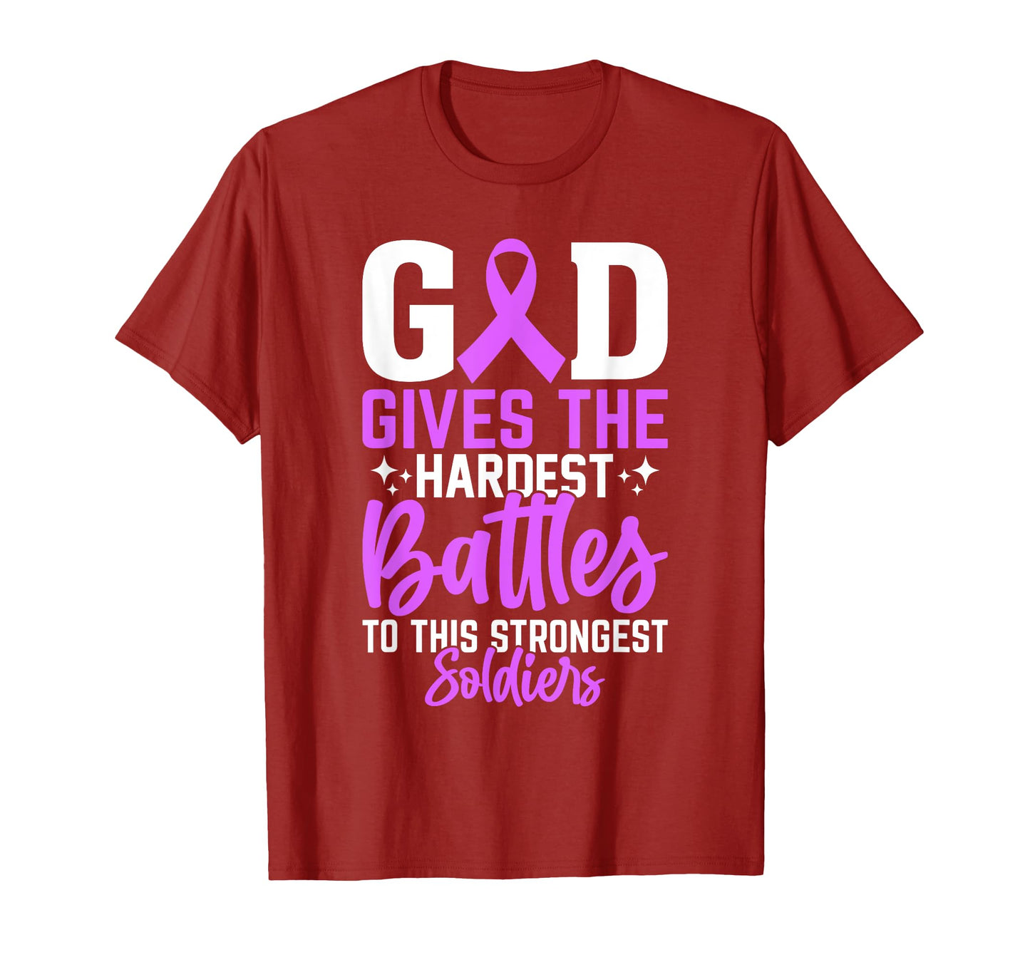 God Gives The Hardest Battles Purple Pancreatic Cancer T-Shirt