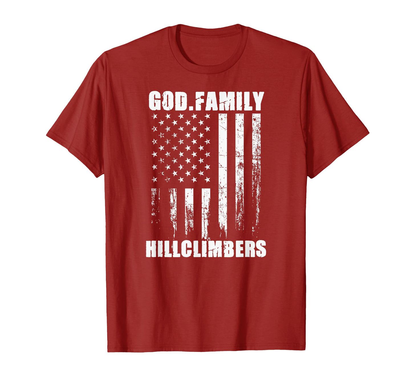 Urbana Hillclimbers God. Family. Vintage USA Flag T-Shirt