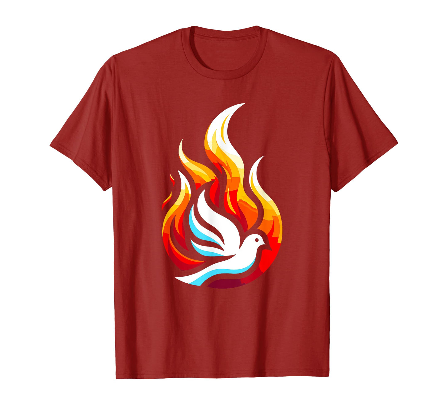 Silhouette Dove Flame Fire Pentecost Orthodox Christmas T-Shirt