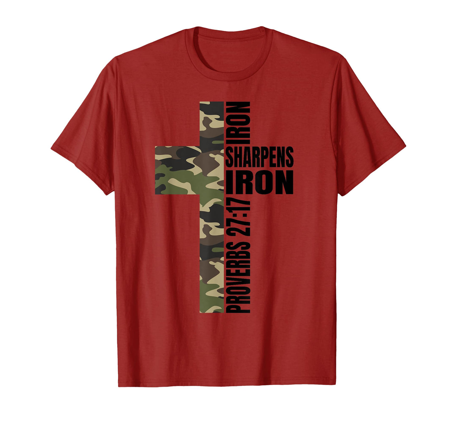 Green Camo Iron Sharpens Iron Christian Cross Family Couples T-Shirt