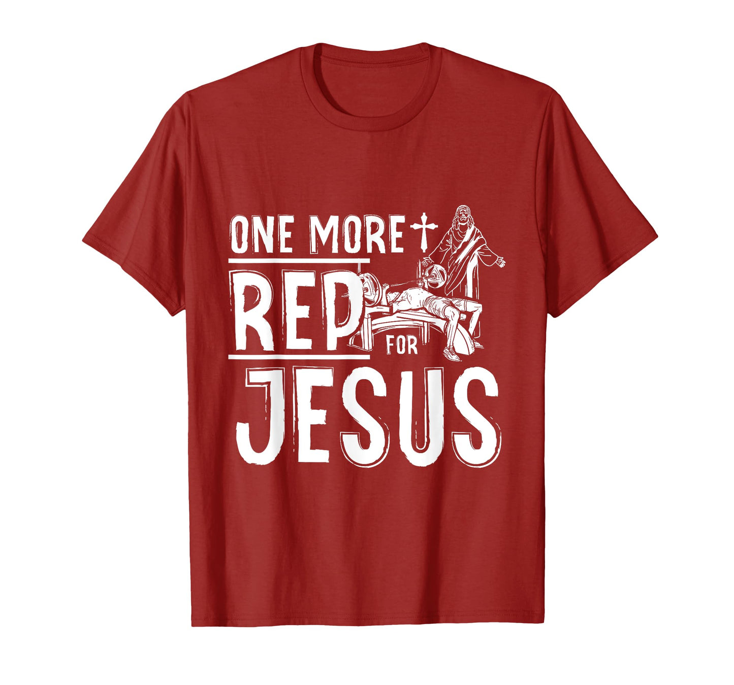 Work Out Bodybuilding, One More Rep For Jesus Bench Press T-Shirt