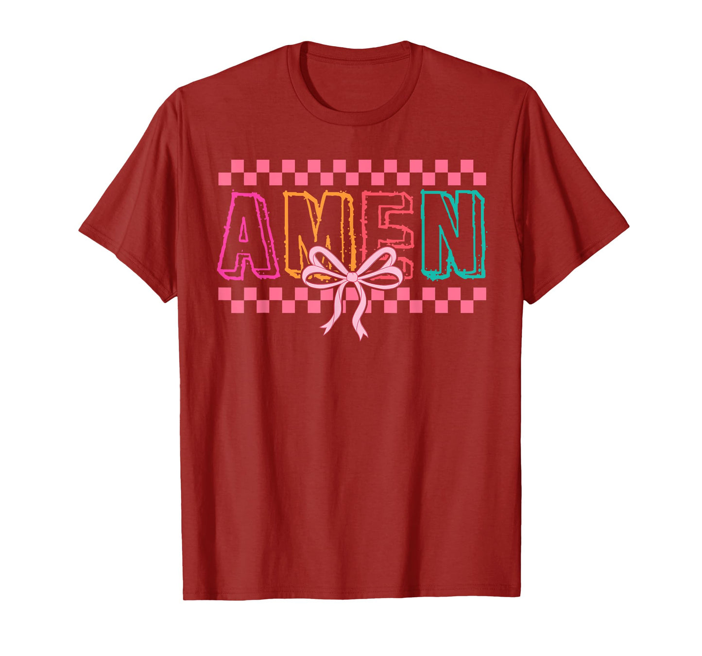 Retro Amen Coquette Bow Jesus Girl Women Happy Easter Day T-Shirt