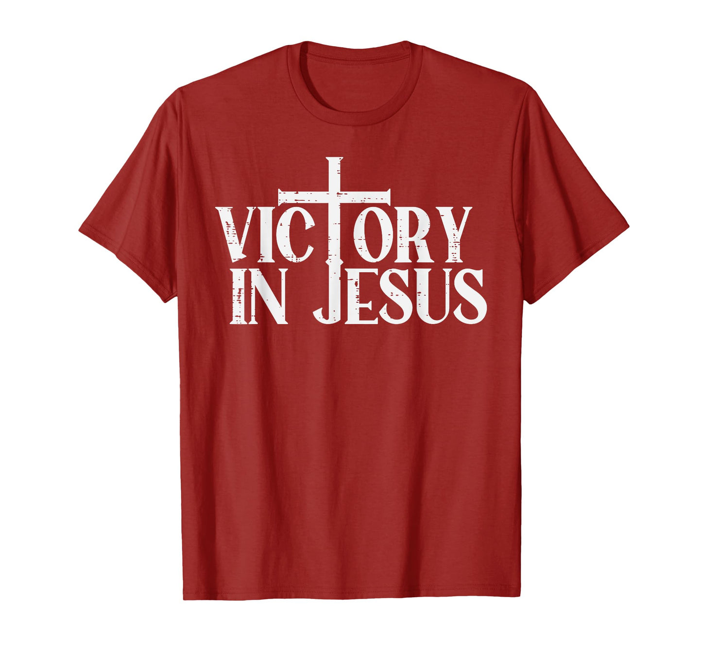 Victory In Jesus Cross God Faith Christian Men Women Kids T-Shirt
