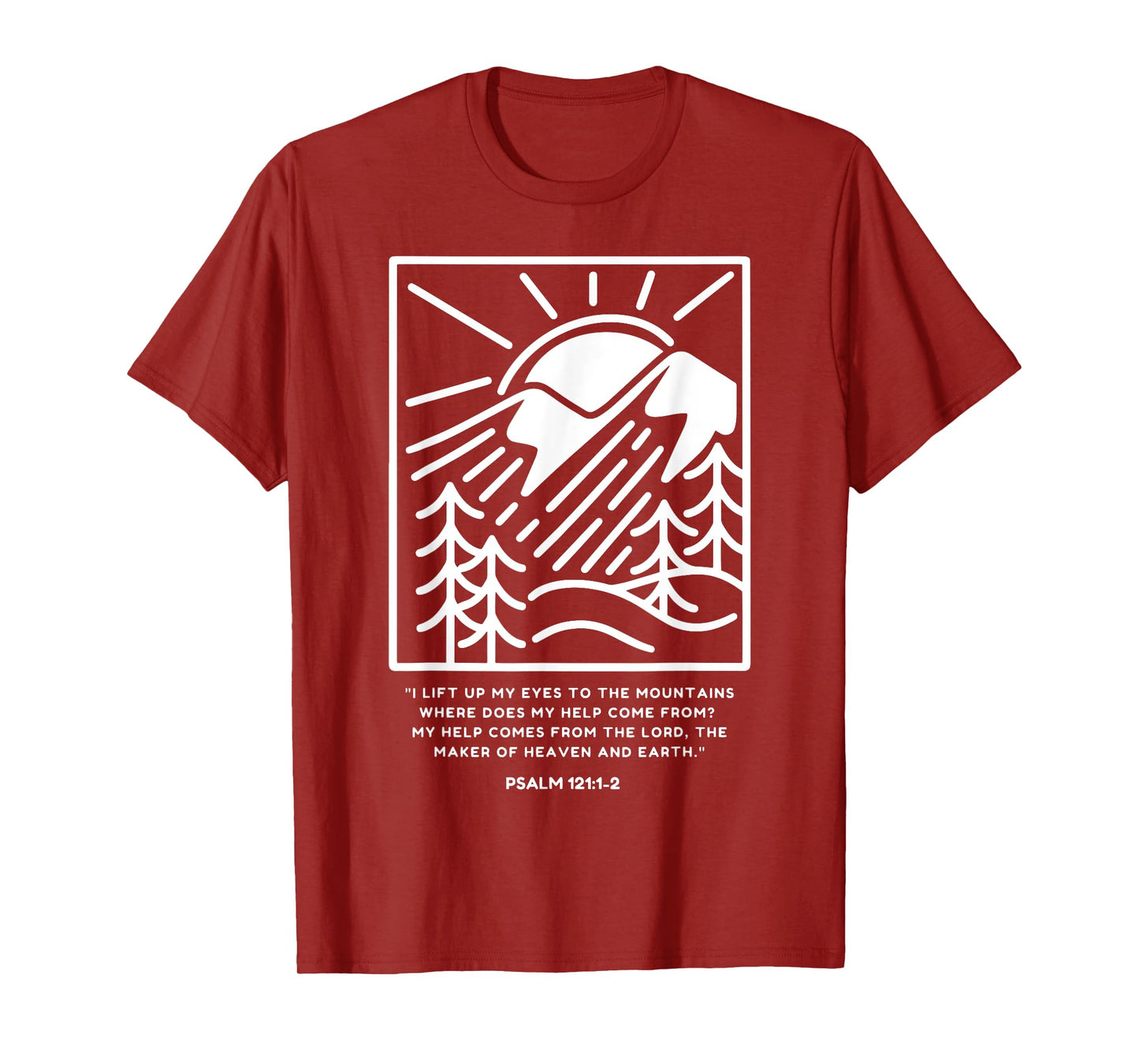 Mountain Sunrise Religion Psalm 121-1-2 Bible Christian T-Shirt