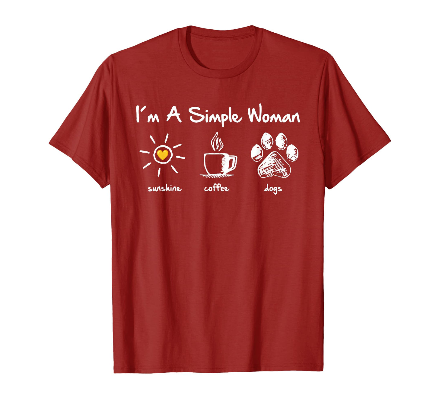 I'm A Simple Woman Sunshine Coffee Dog Paw Cute Funny Quote T-Shirt