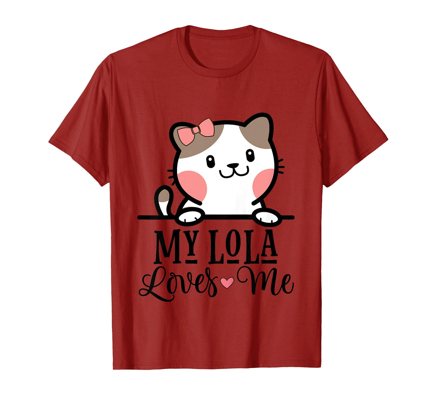 Kids My Lola Loves Me Grandkids Kitty T-Shirt
