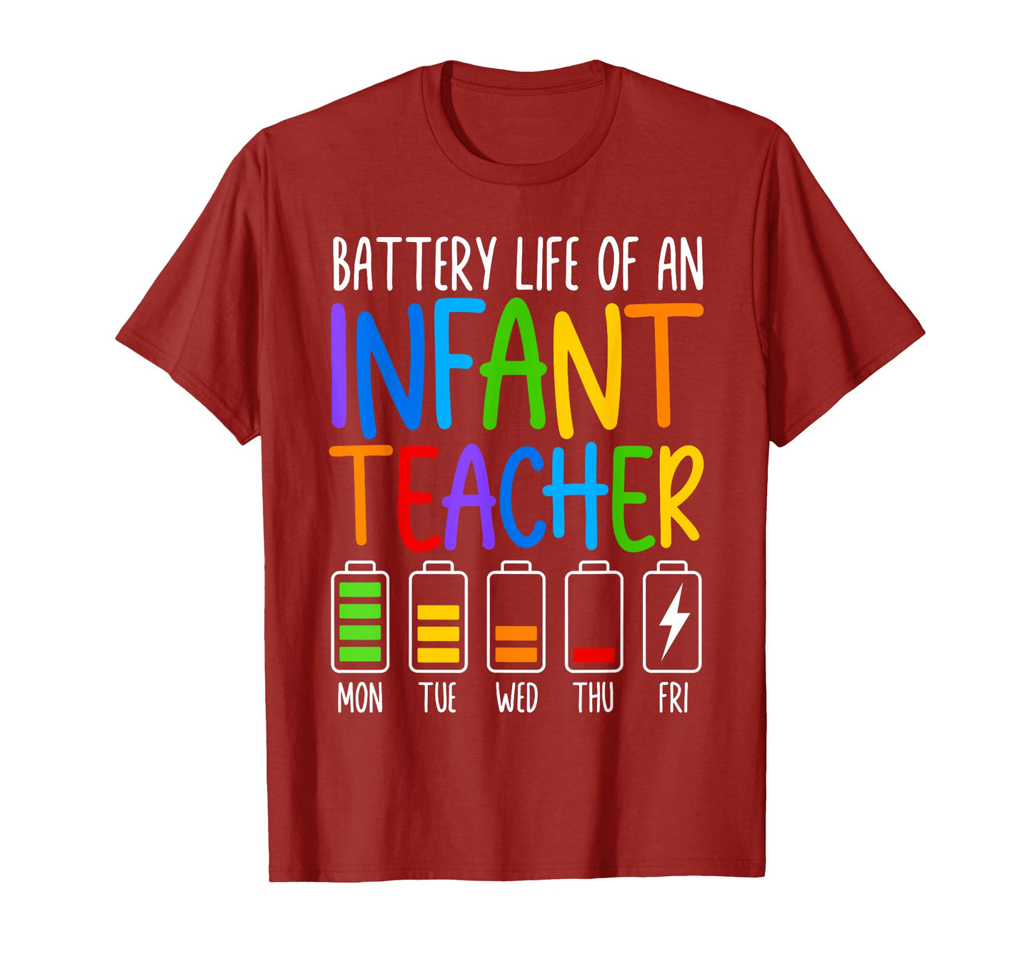 Battery Life Of A Infant Teacher Funny School Appreciation T-Shirt for Men Women