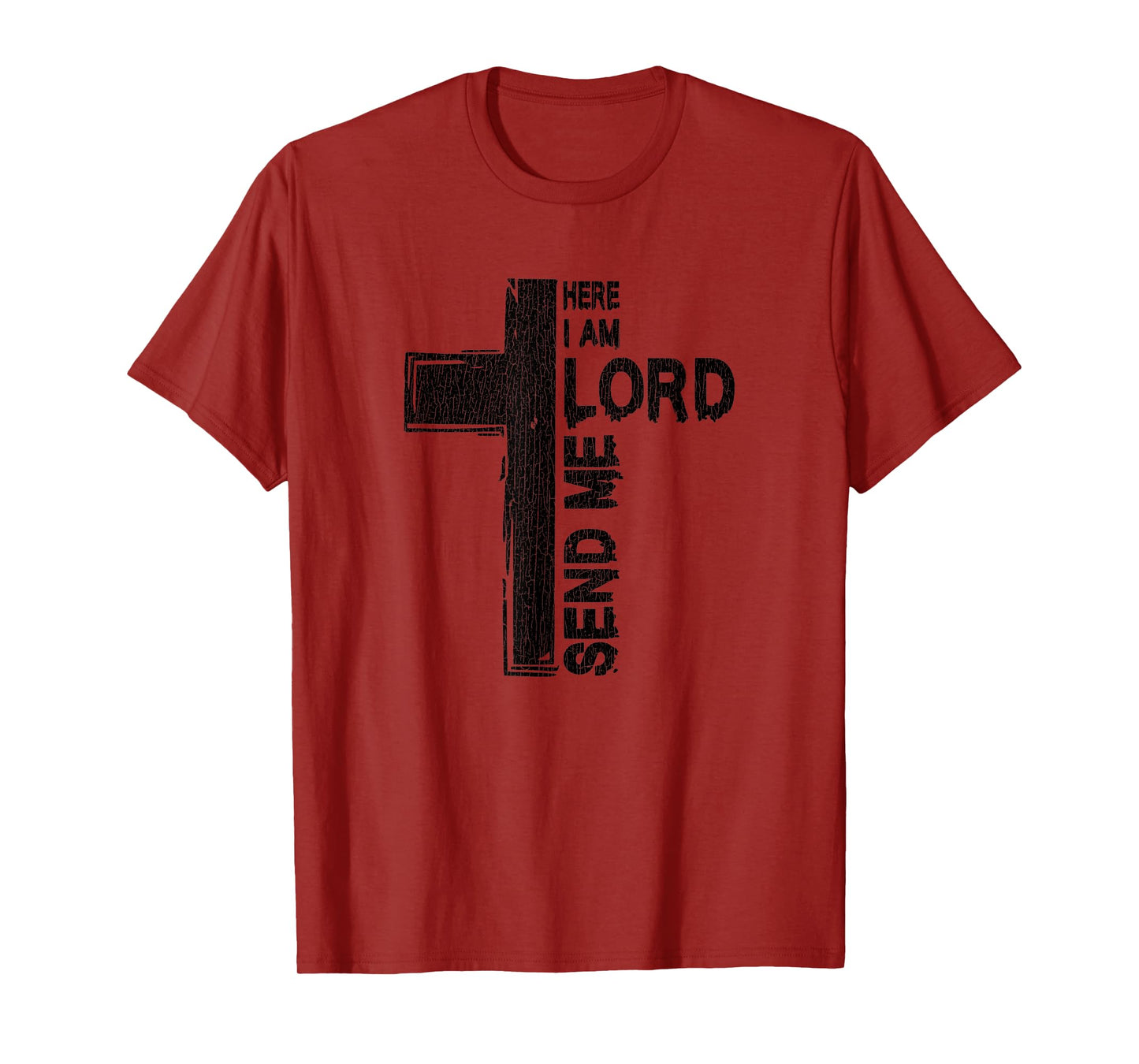 Vintage Here I Am Lord Send Me Christ Cross Jesus Bible T-Shirt