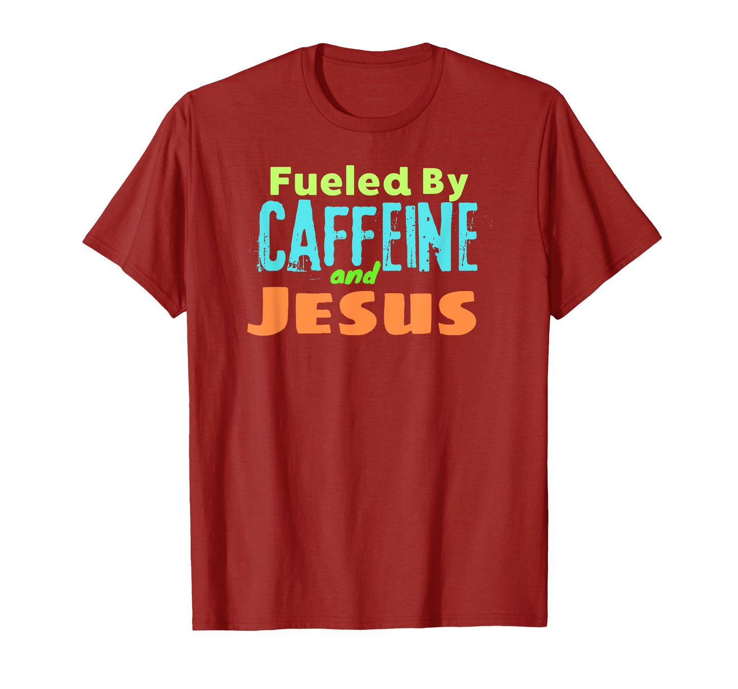 Reed Farms Unisex-Adults Black Small Modern Classic Short Sleeve T-Shirt Funny Christian Design Fueled by Caffeine Jesus Religious T-Shirt
