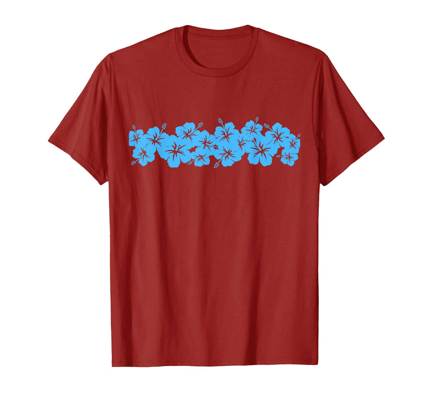 Surfer Style Vintage Blue Floral Hibiscus Flower Row 1970s T-Shirt