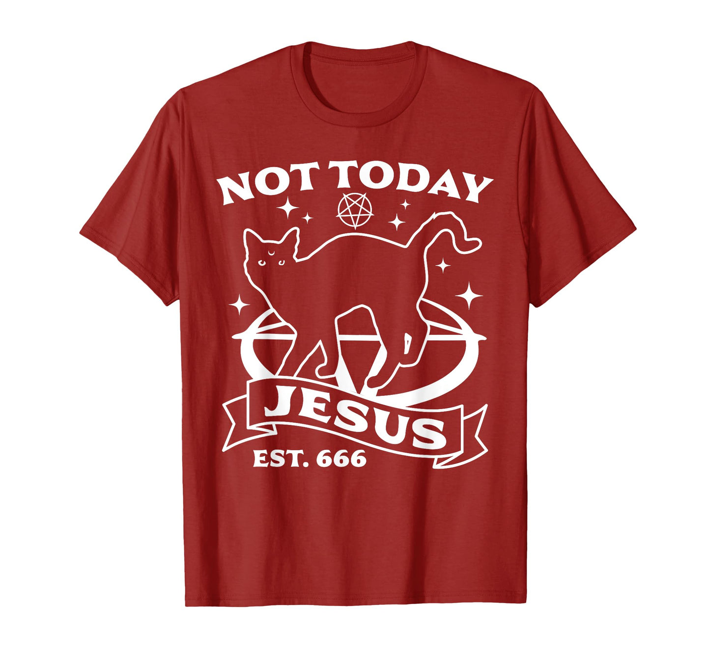 Not Today Jesus - Black Cat Satanic Devil Halloween Goth T-Shirt