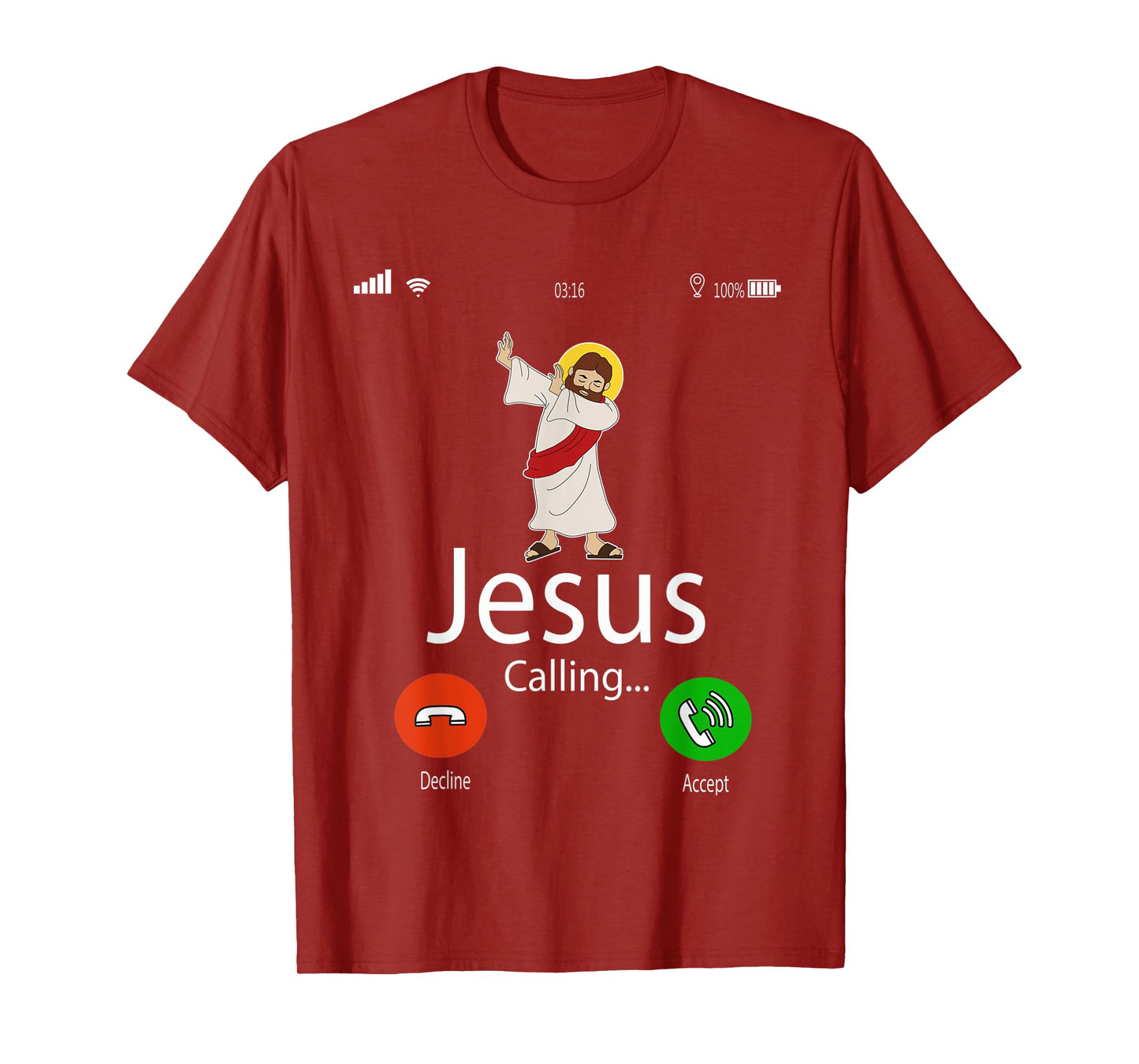 Dabbing Jesus Is Calling Christian Tee Christmas Gift Xmas T-Shirt