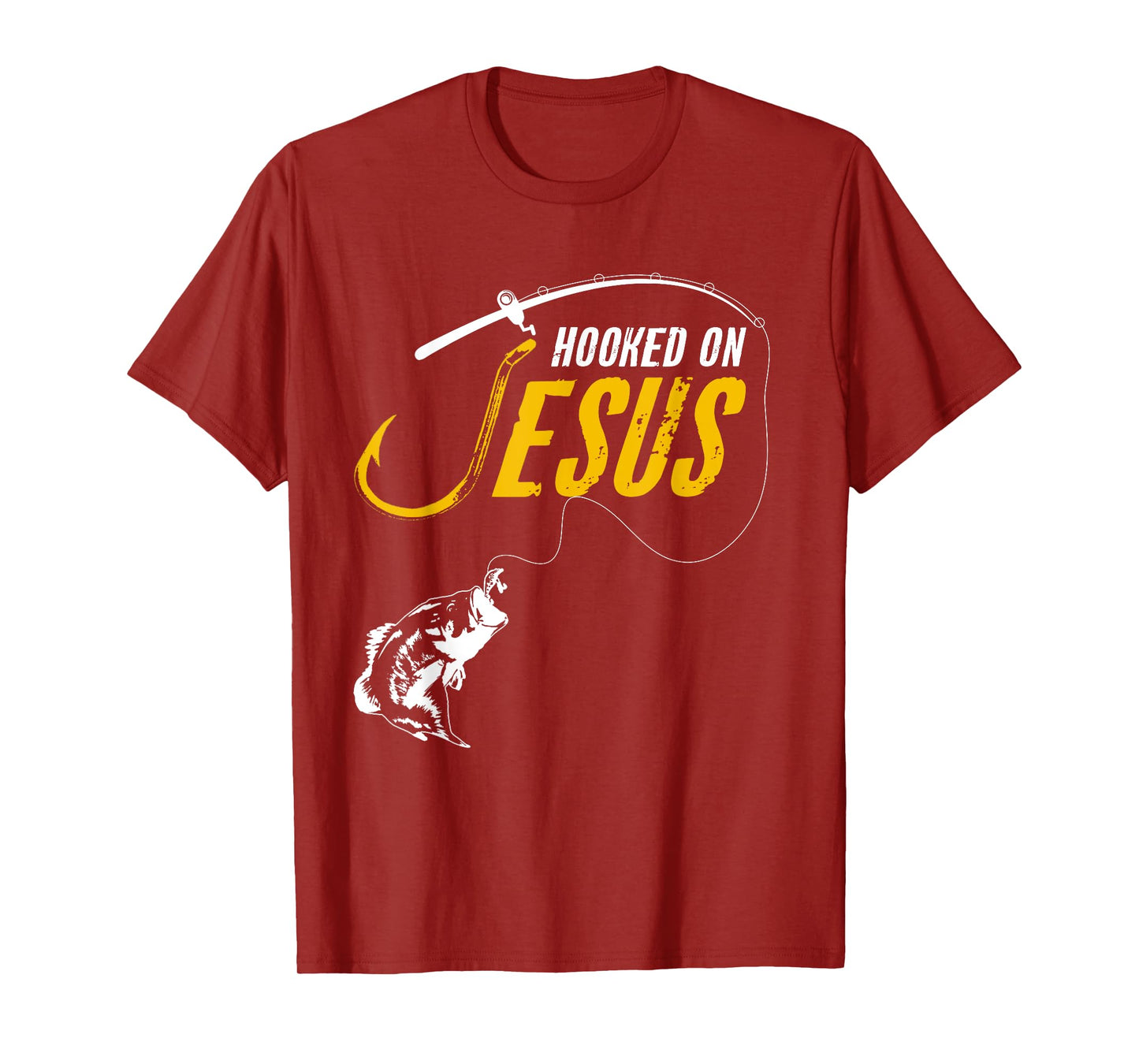 Hooked on Jesus Funny Christian Fishing T-Shirt