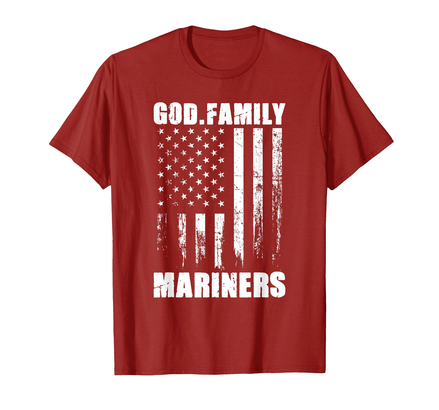 God. Family. Mariners. Vintage USA Flag T-Shirt
