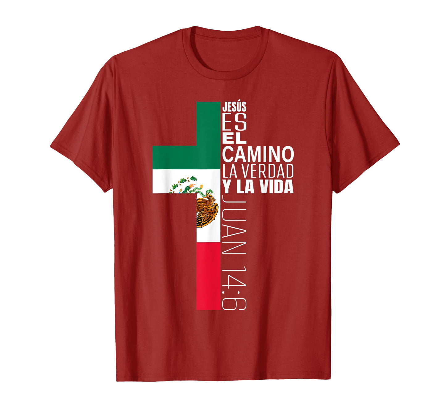 Jesus Christian Bible Verse Gifts Spanish Mexican Flag Cross T-Shirt