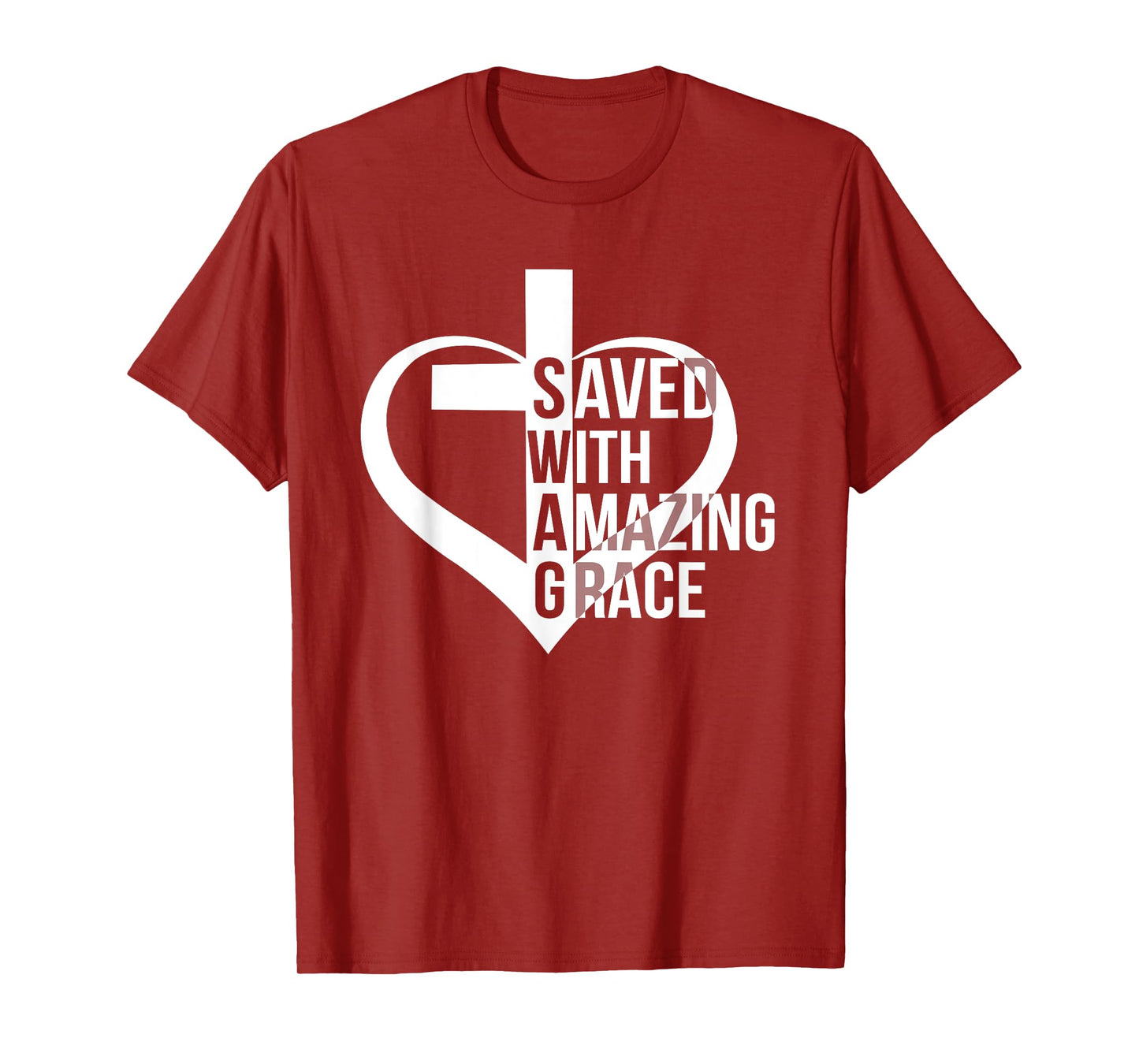 Saved With Amazing-Grace Swag Christian Faithcross Heart T-Shirt