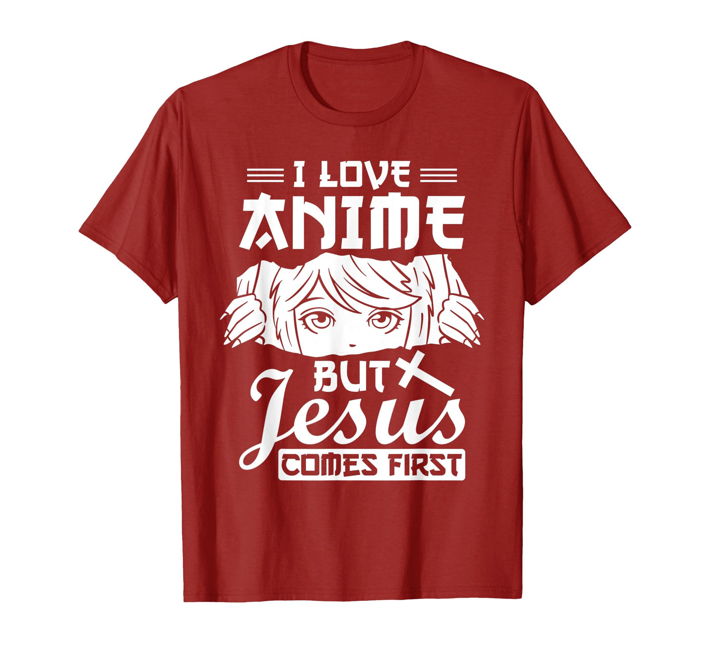 Anime Jesus Design - I Love Anime But Jesus Comes First T-Shirt
